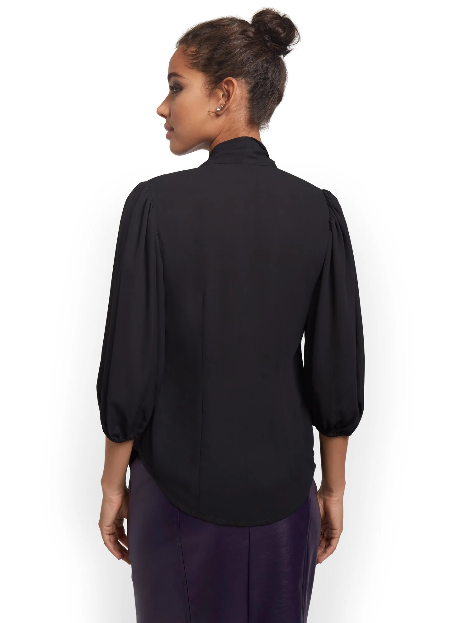 Essential V-Neck Bow Blouse - Image 3