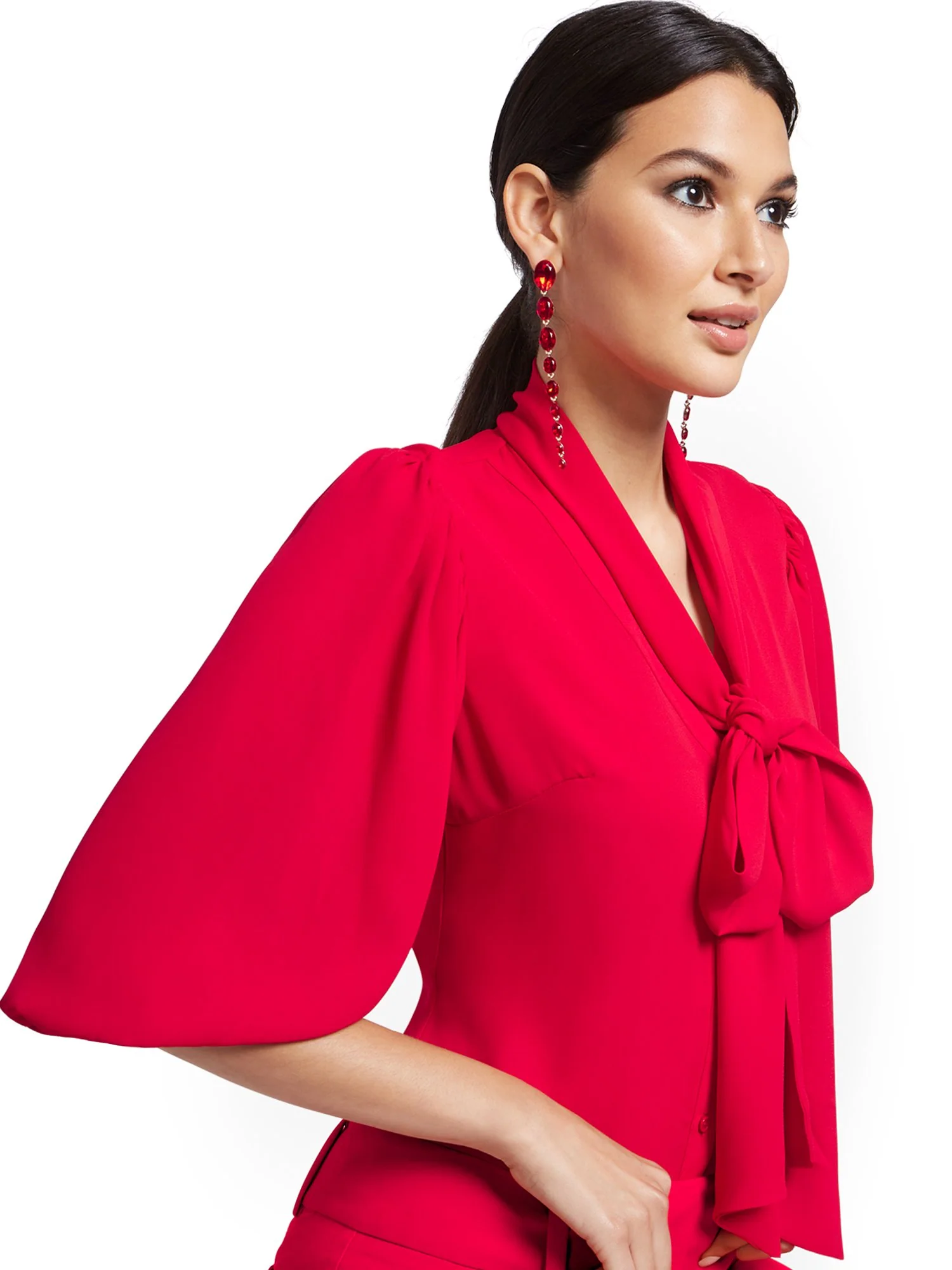 Essential V-Neck Bow Blouse - Image 5