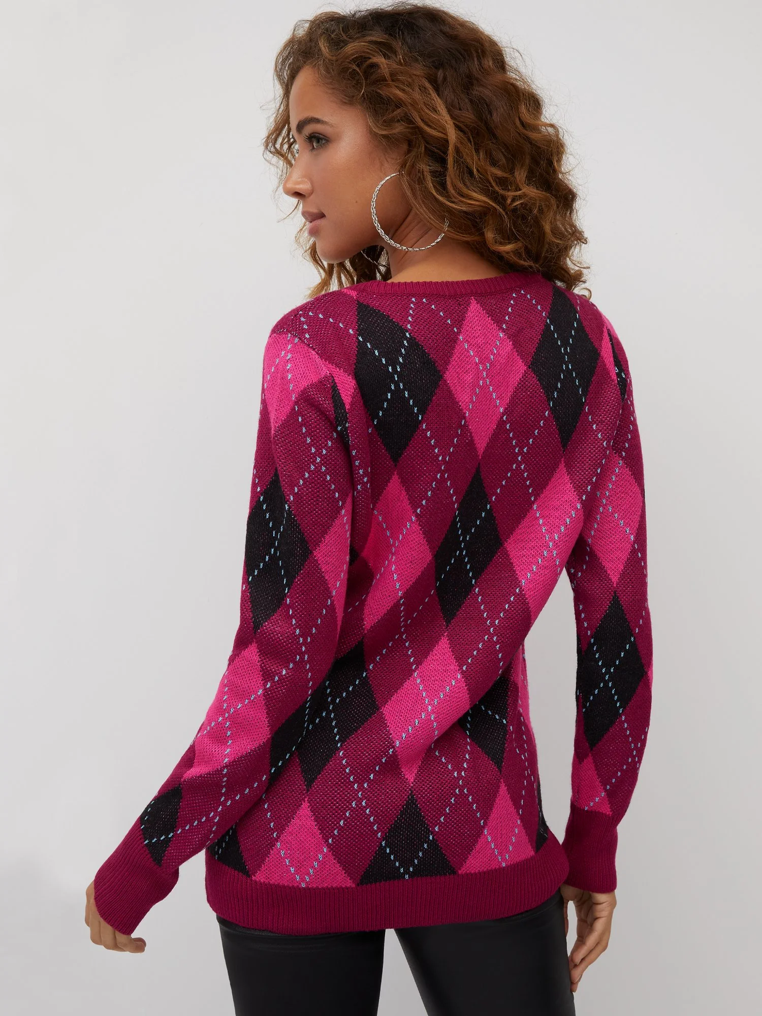 Essential V-Neck Sweater - Argyle - Image 3