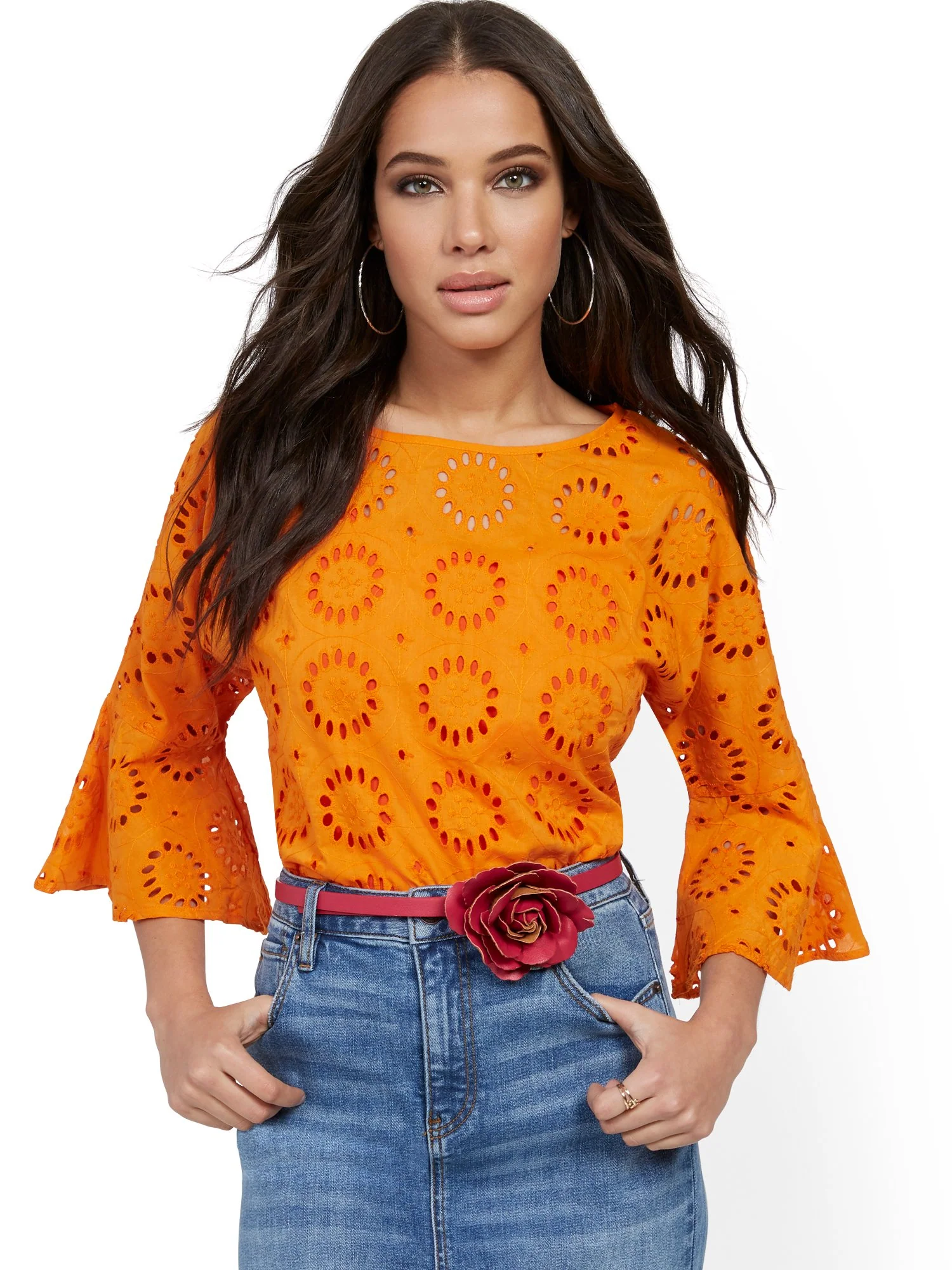 Eyelet Bell-Sleeve Blouse - Image 11