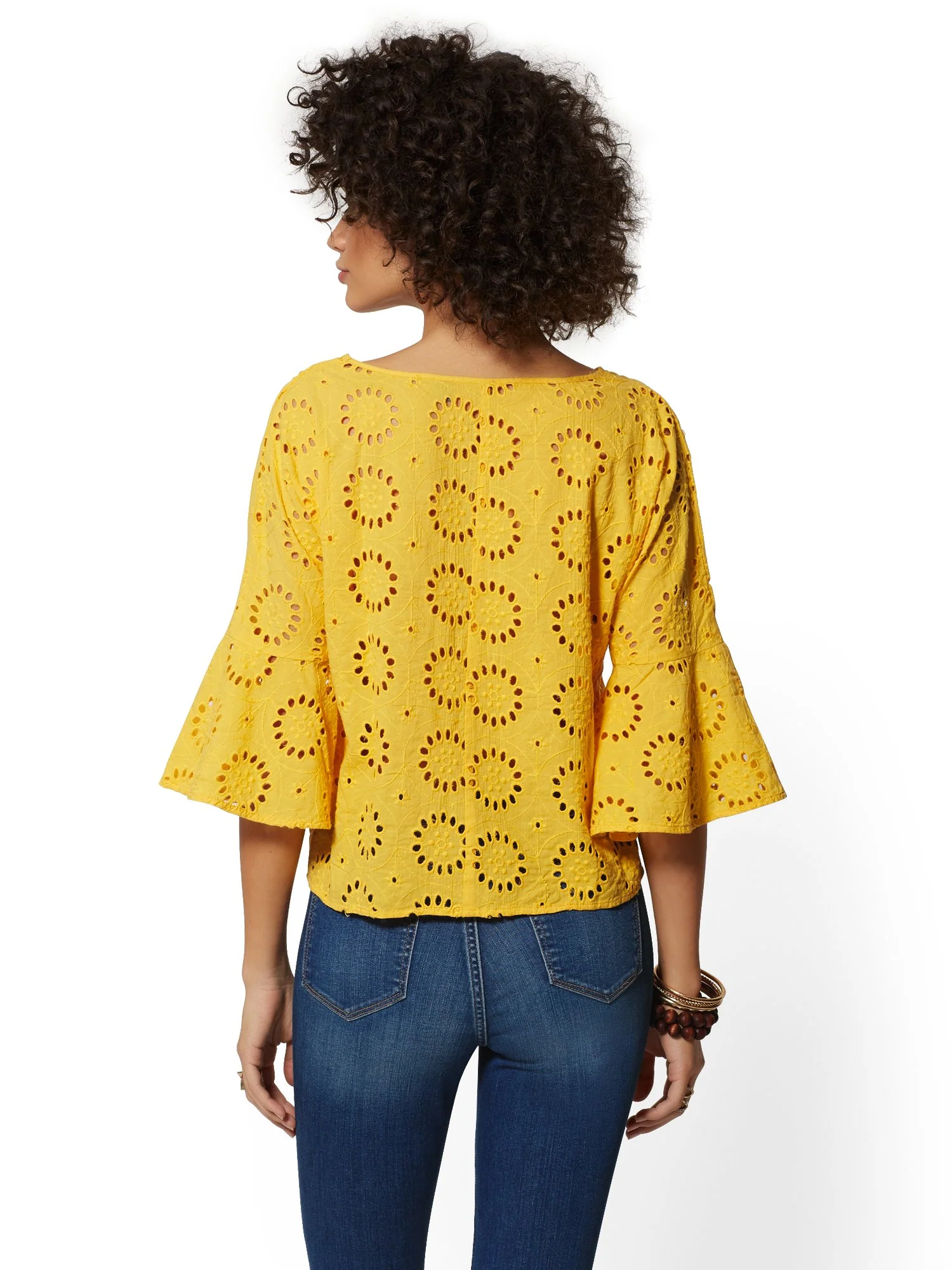 Eyelet Bell-Sleeve Blouse - Image 9