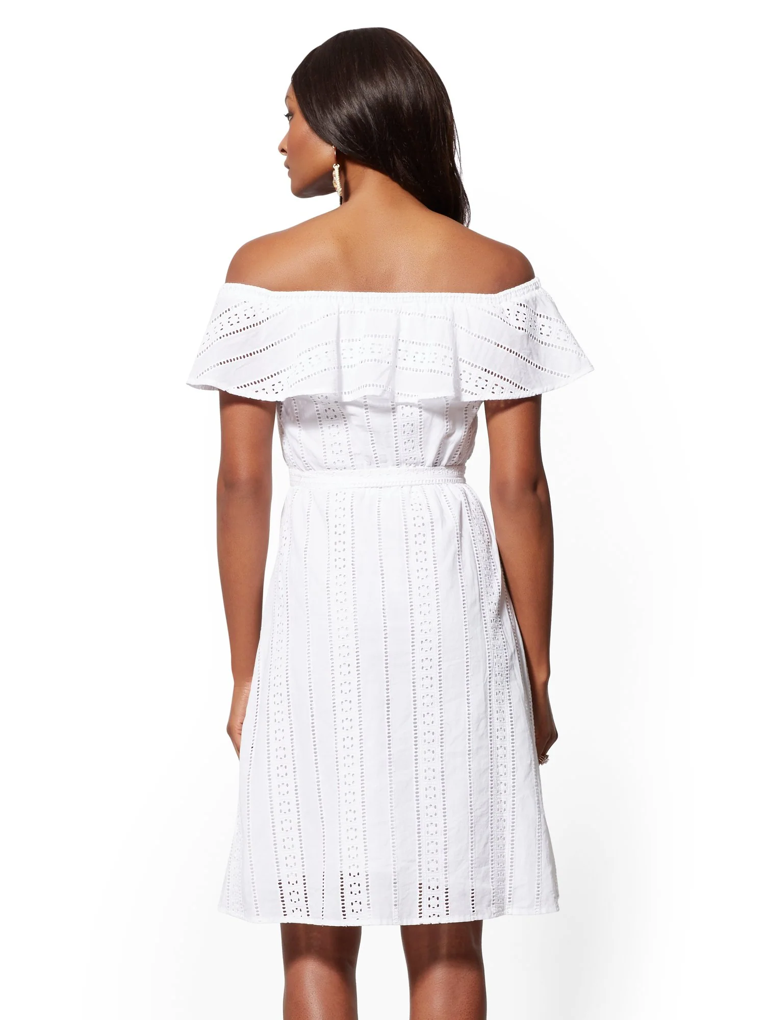 Eyelet Off-The-Shoulder Flare Dress - Image 3