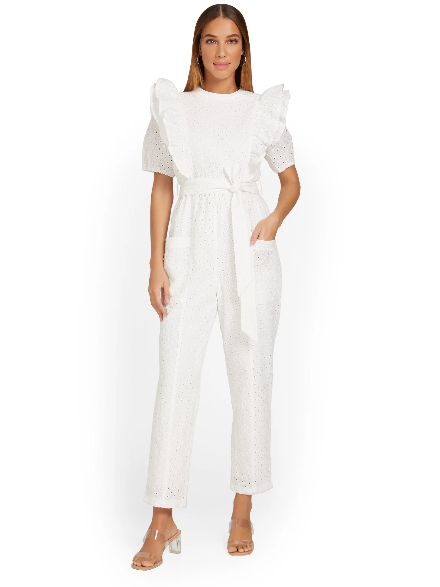 Just Me Eyelet Ruffle-Shoulder Jumpsuit - Brands We Love - Image 2