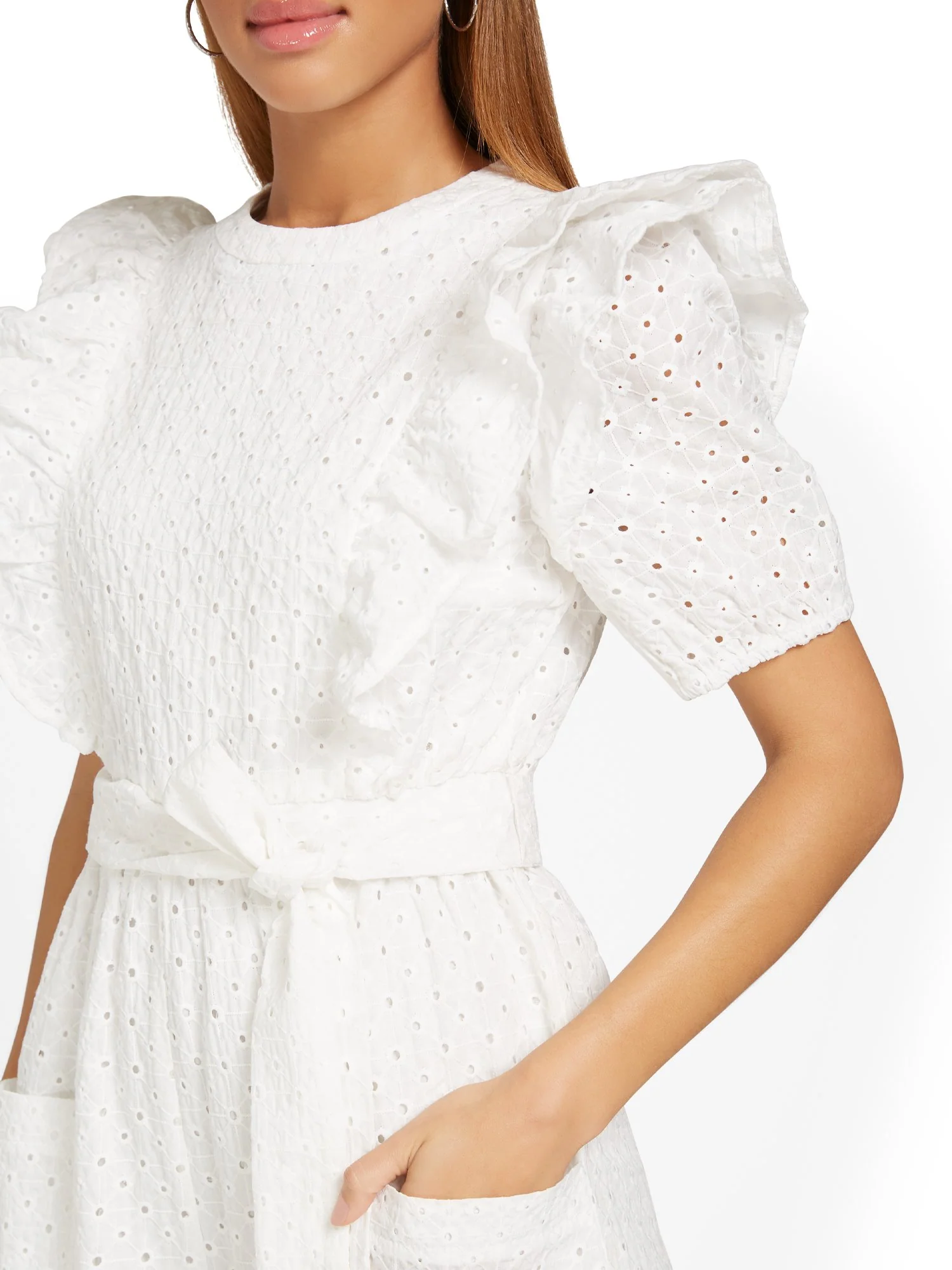 Just Me Eyelet Ruffle-Shoulder Jumpsuit - Brands We Love - Image 4