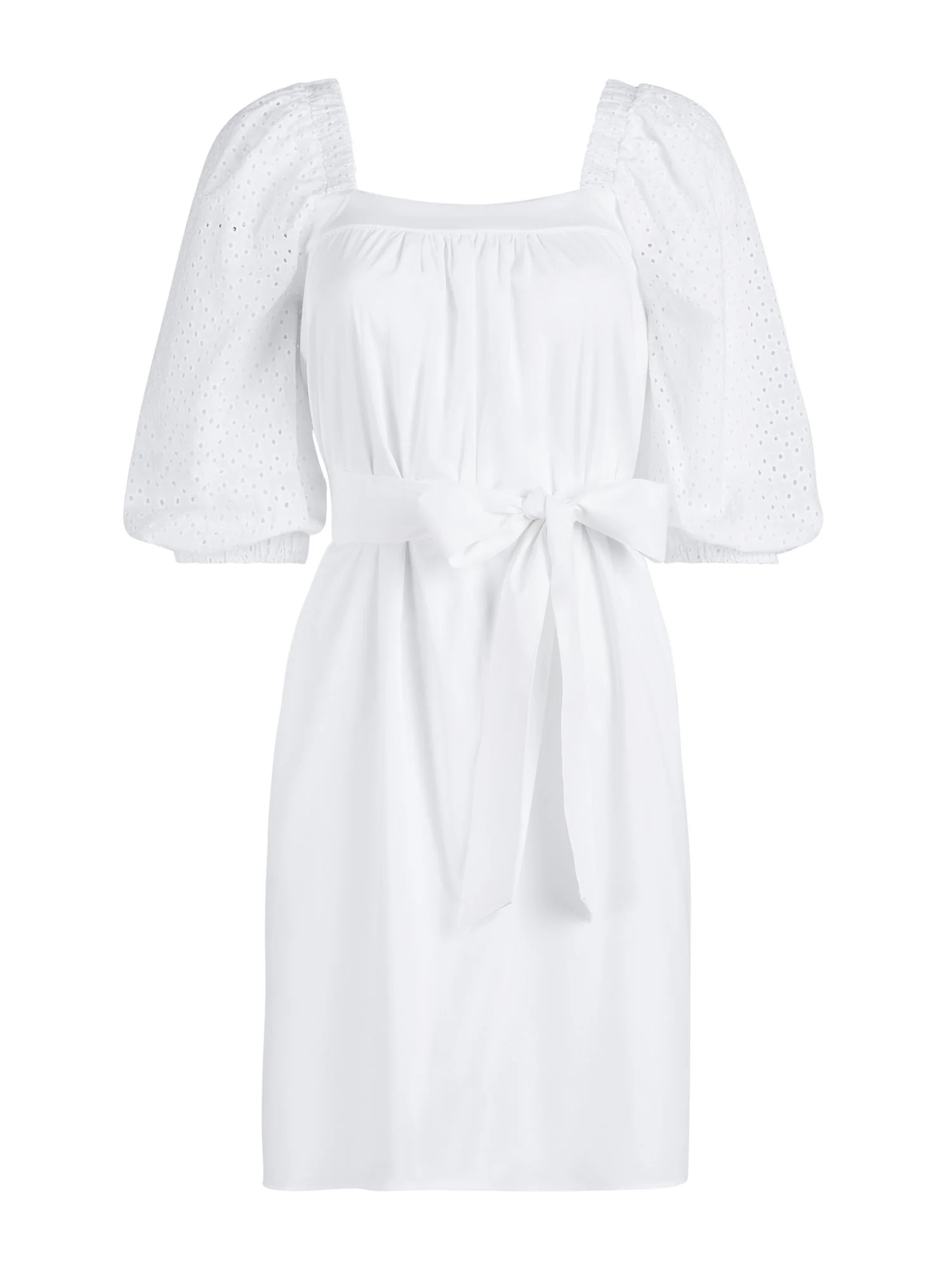 Eyelet-Sleeve Cotton Poplin Dress - Image 2