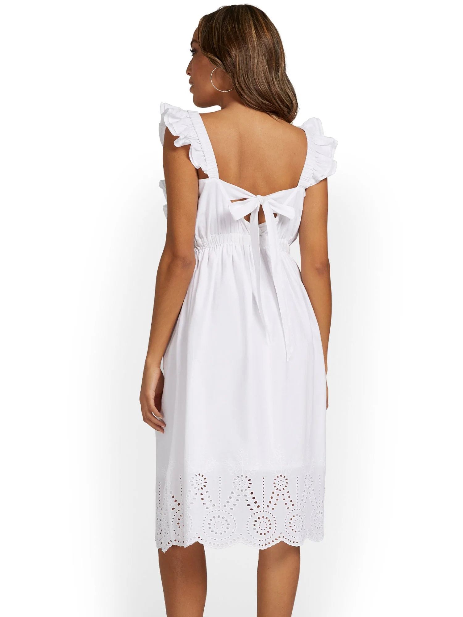 Eyelet-Trim Ruffle-Sleeve Midi Dress - Lily & Cali - Image 3