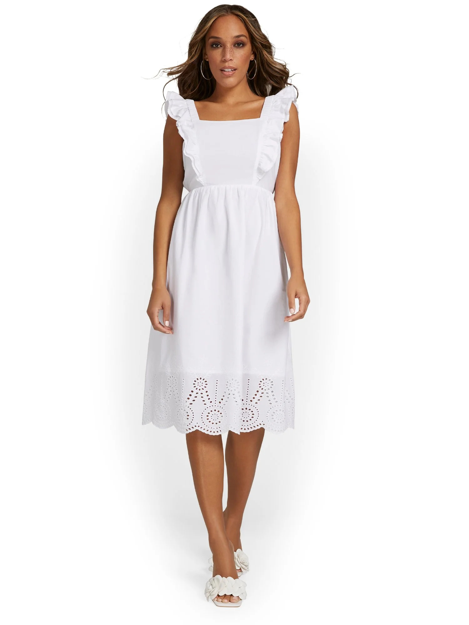 Eyelet-Trim Ruffle-Sleeve Midi Dress - Lily & Cali - Image 4