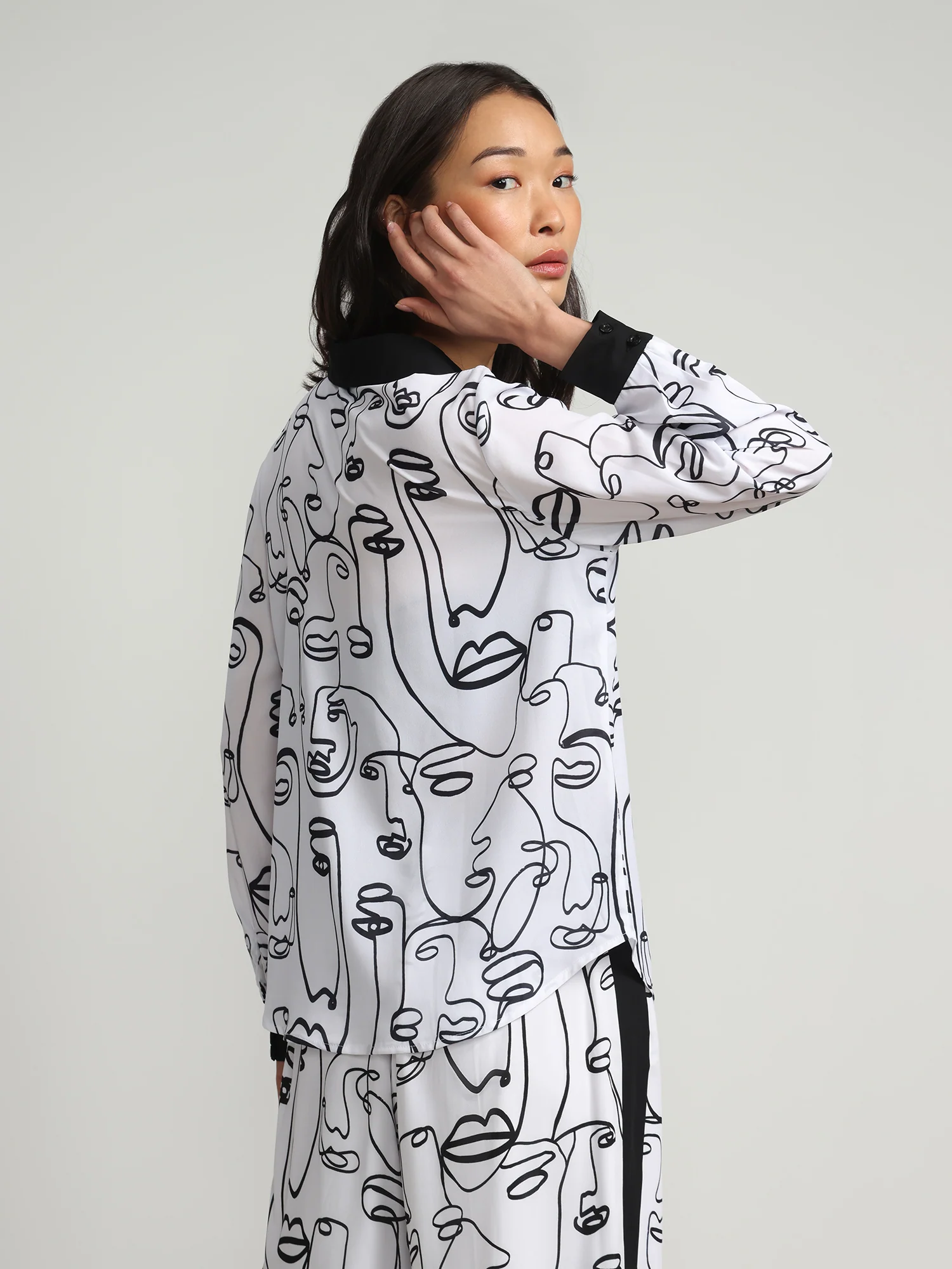 Face-Print Button-Front Blouse - Image 2