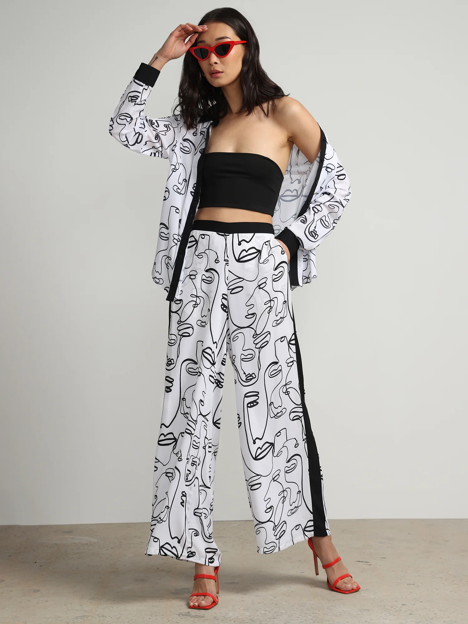 Face-Print Palazzo Pant