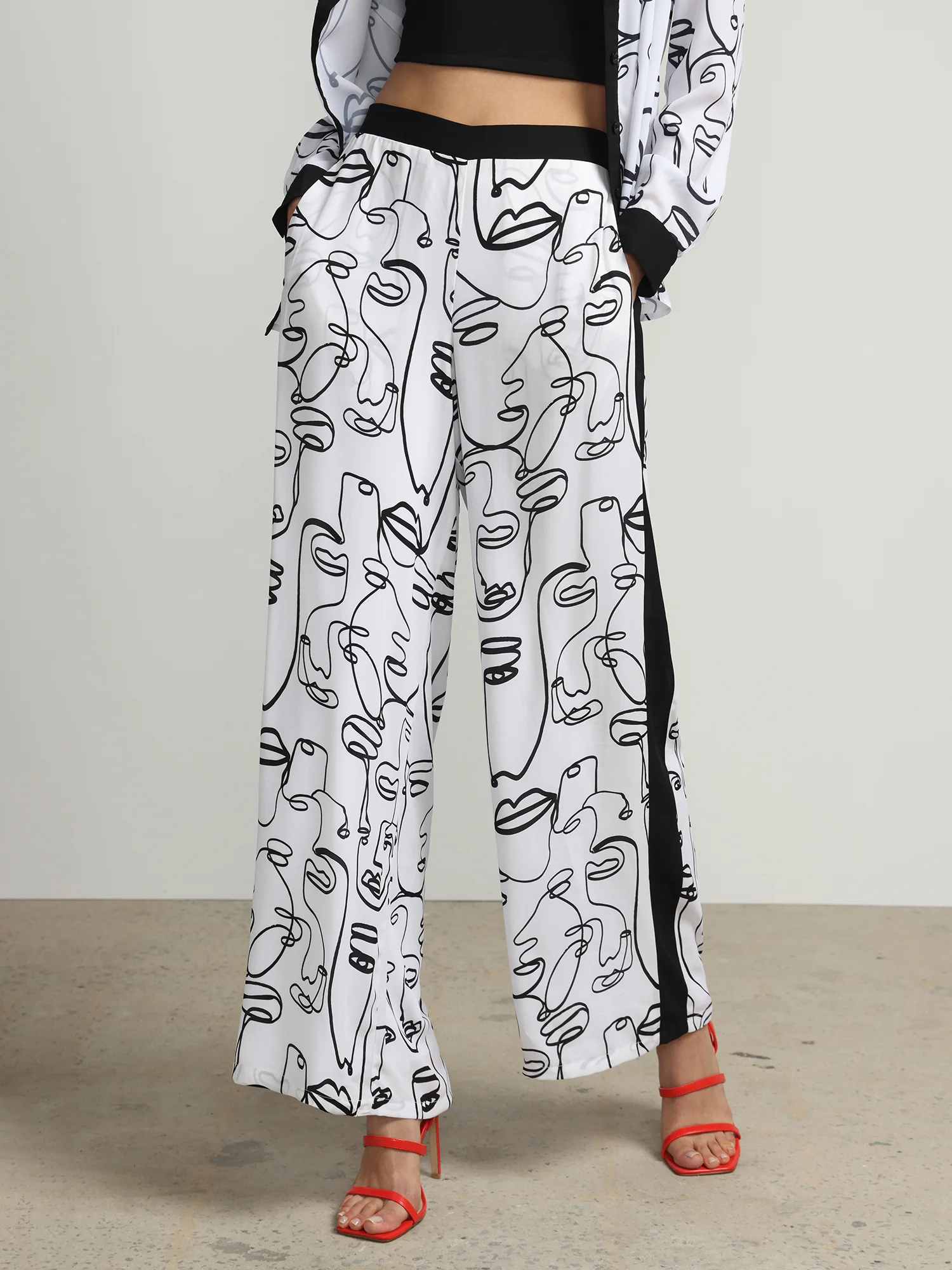 Face-Print Palazzo Pant - Image 2