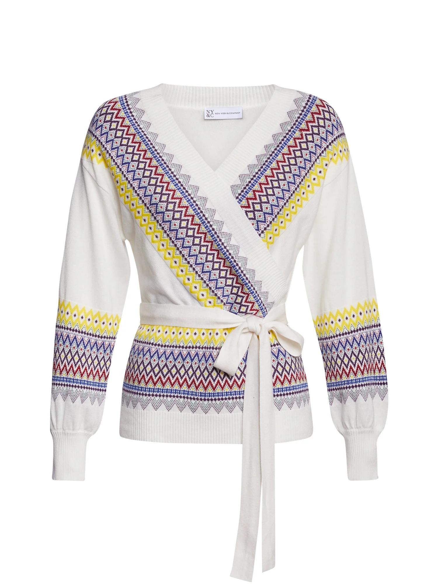 Fair Isle Wrap-Front V-Neck Sweater - Image 7