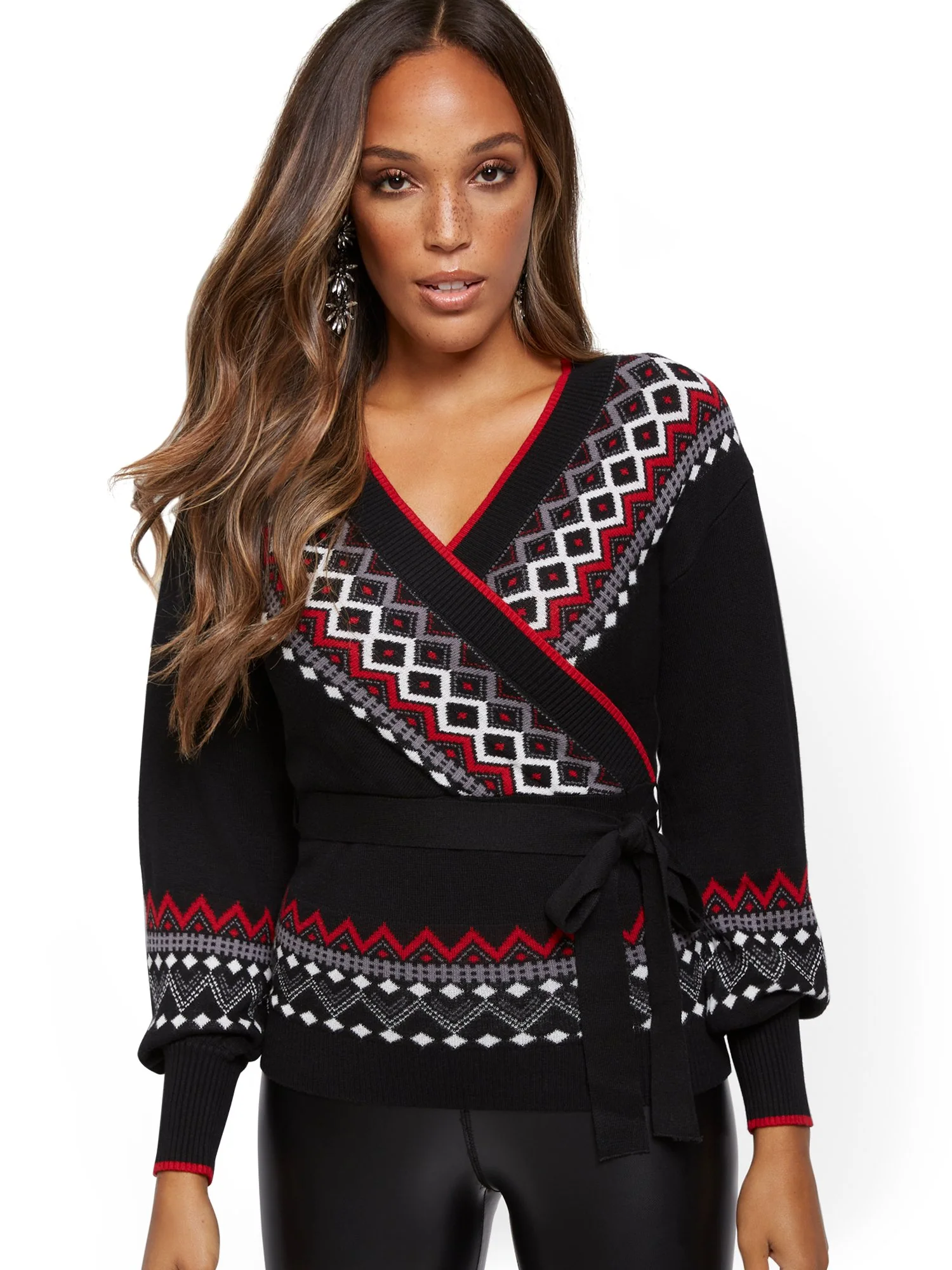 Fair Isle Wrap Sweater - Image 2