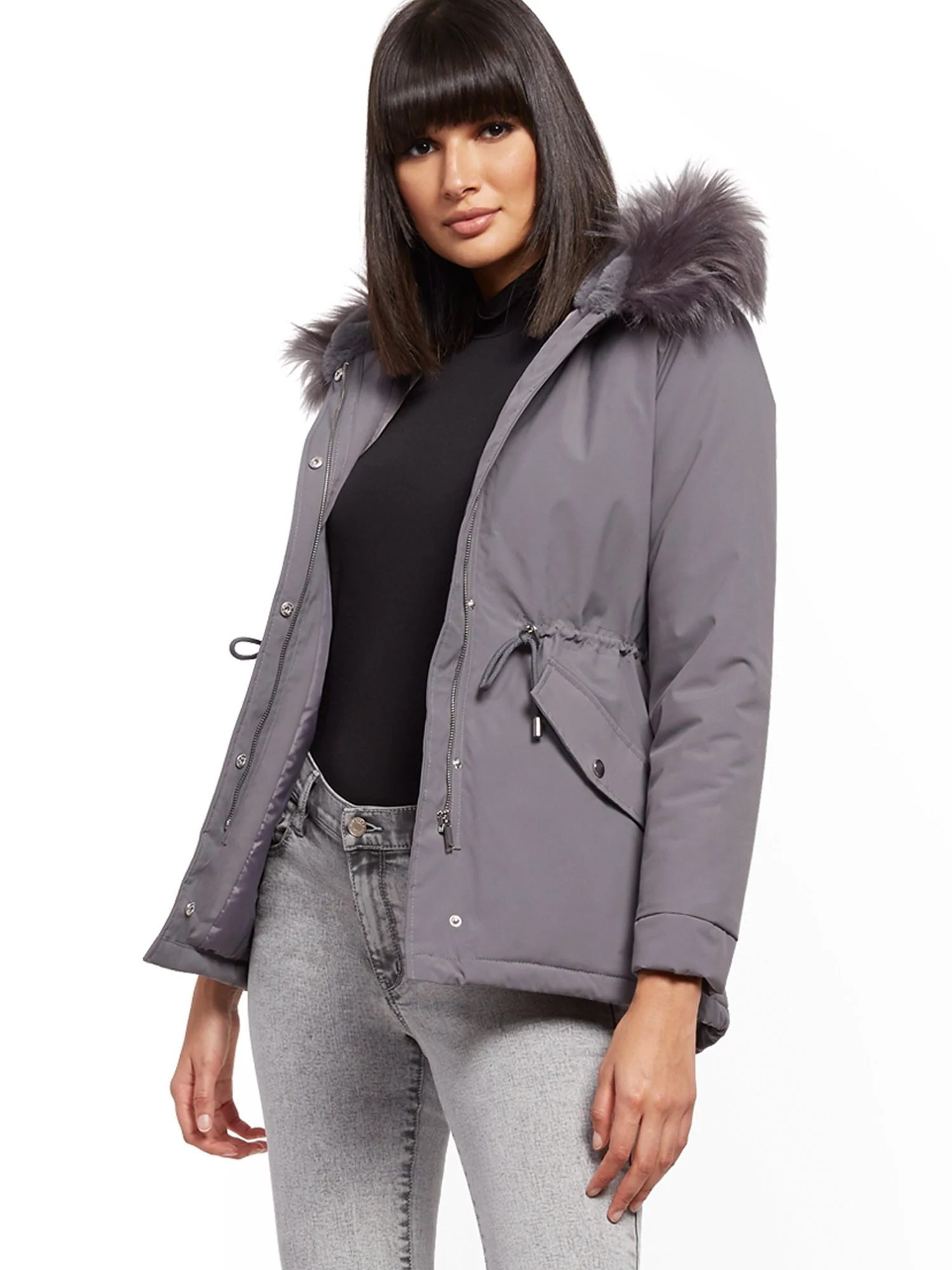 Faux-Fur Trim Hooded Anorak Jacket - Image 12