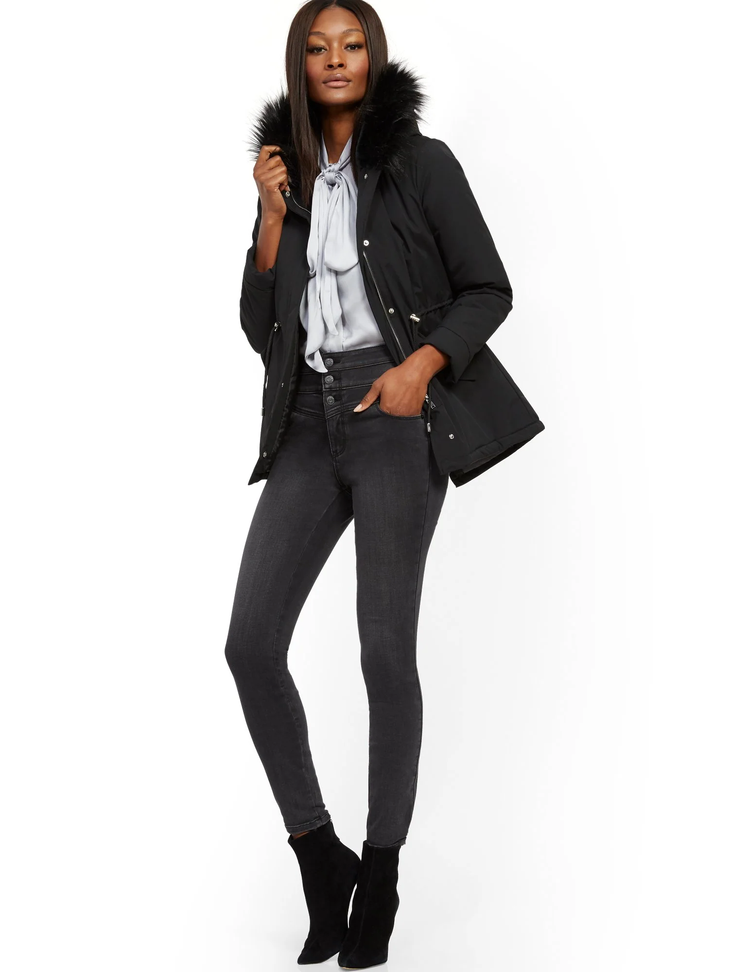 Faux-Fur Trim Hooded Anorak Jacket - Image 2