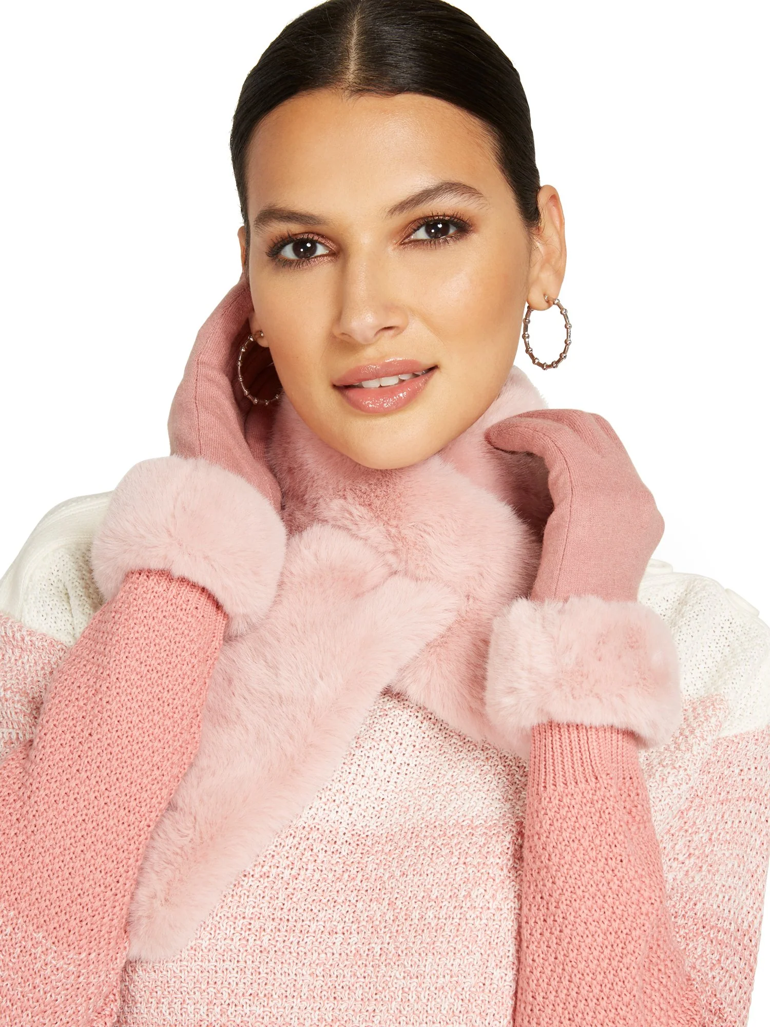 Faux-Fur Trim Wool Gloves - Image 3