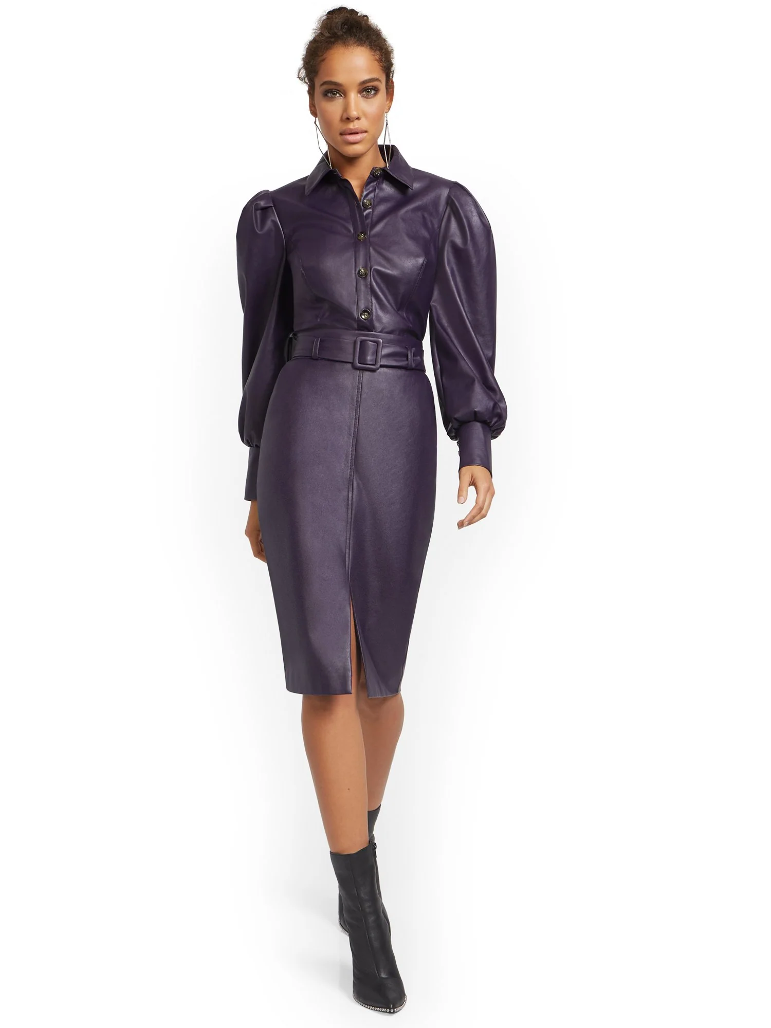 Faux-Leather Belted Pencil Skirt - Image 7