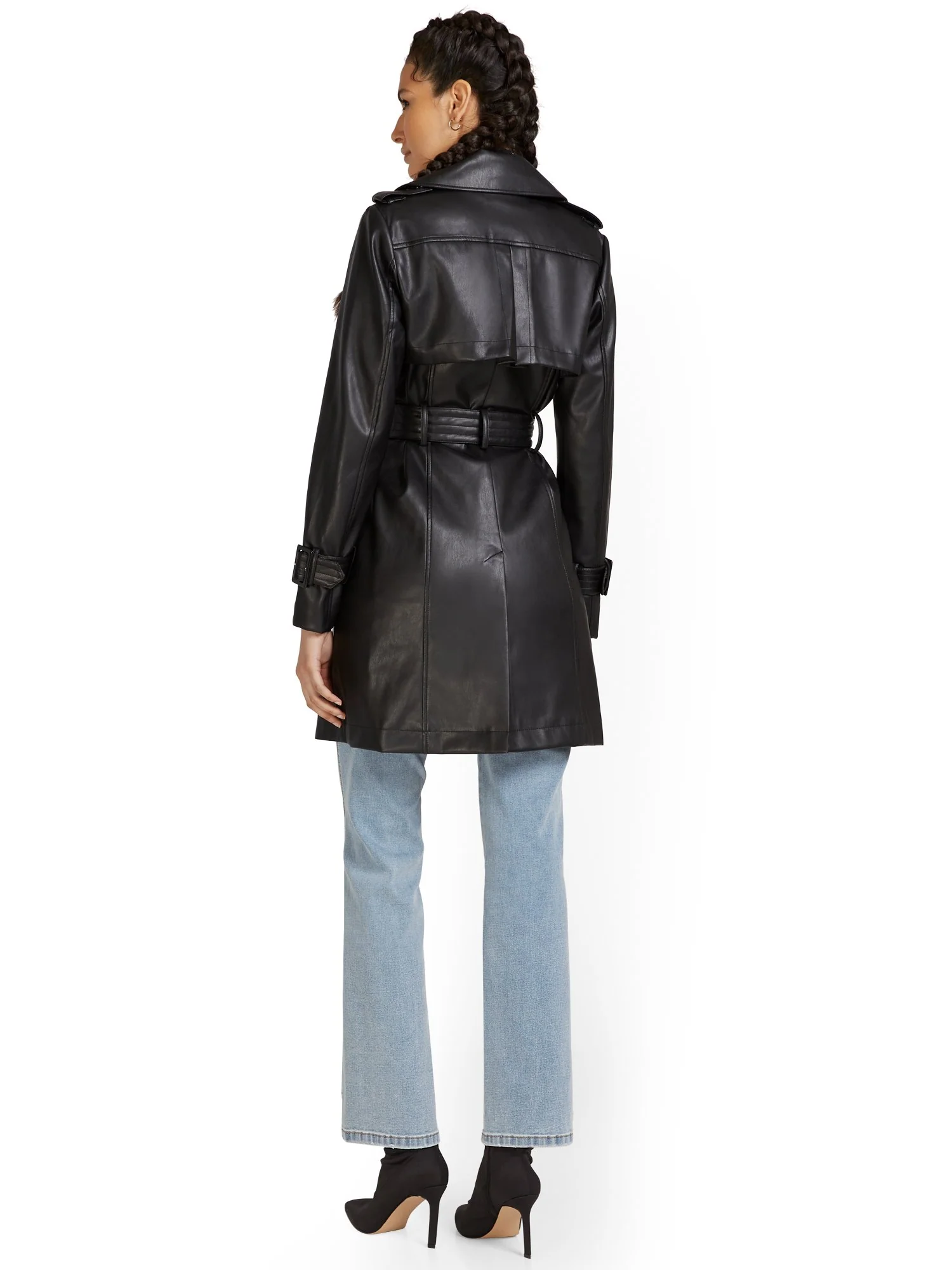 Faux-Leather Belted Trenchcoat - Image 3