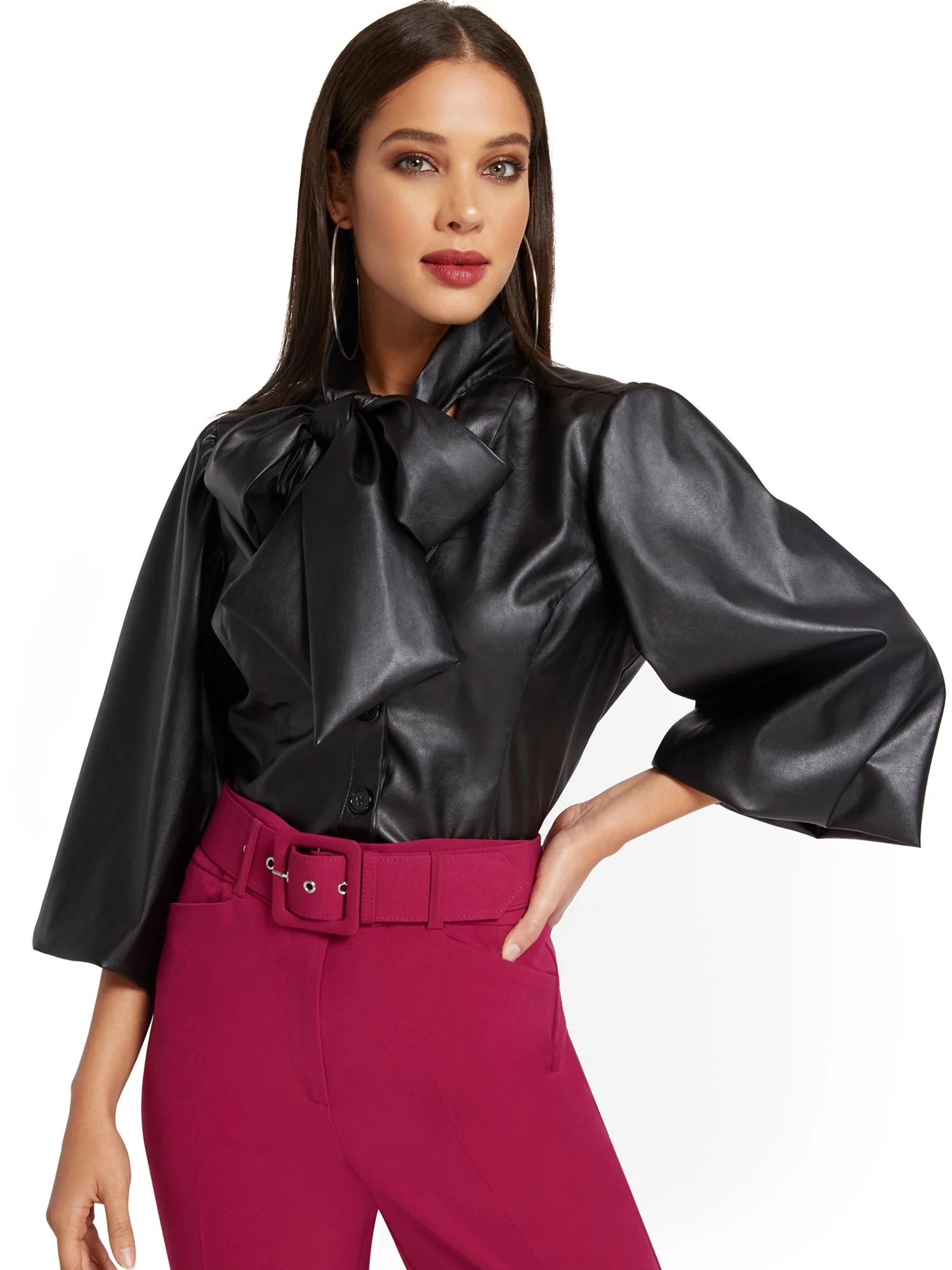 Faux-Leather Bow Top - Image 2