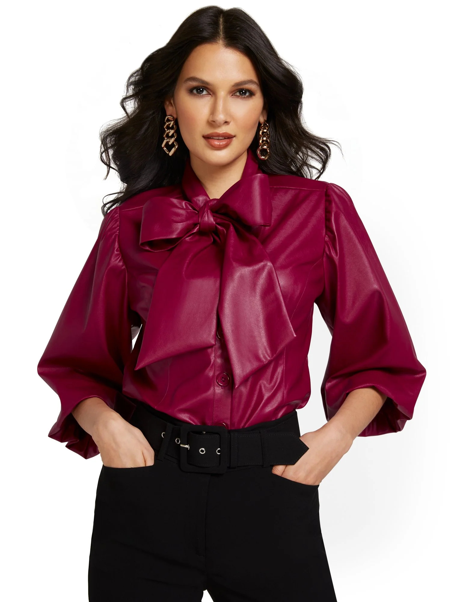 Faux-Leather Bow Top - Image 5