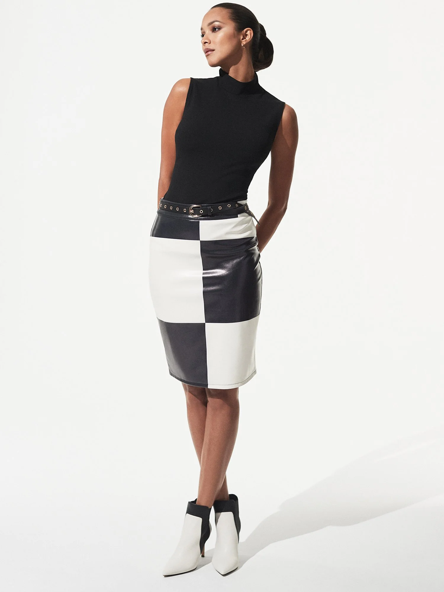 Faux-Leather Colorblock Pencil Skirt - Image 5