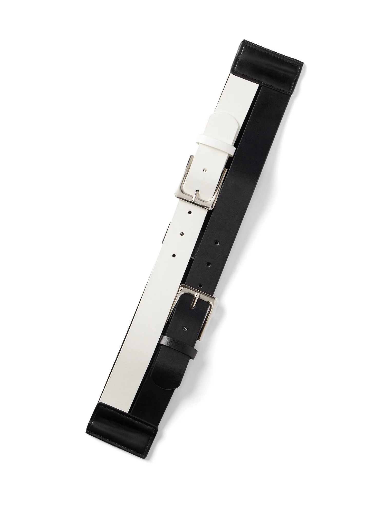 Faux-Leather Colorblock Stretch Belt