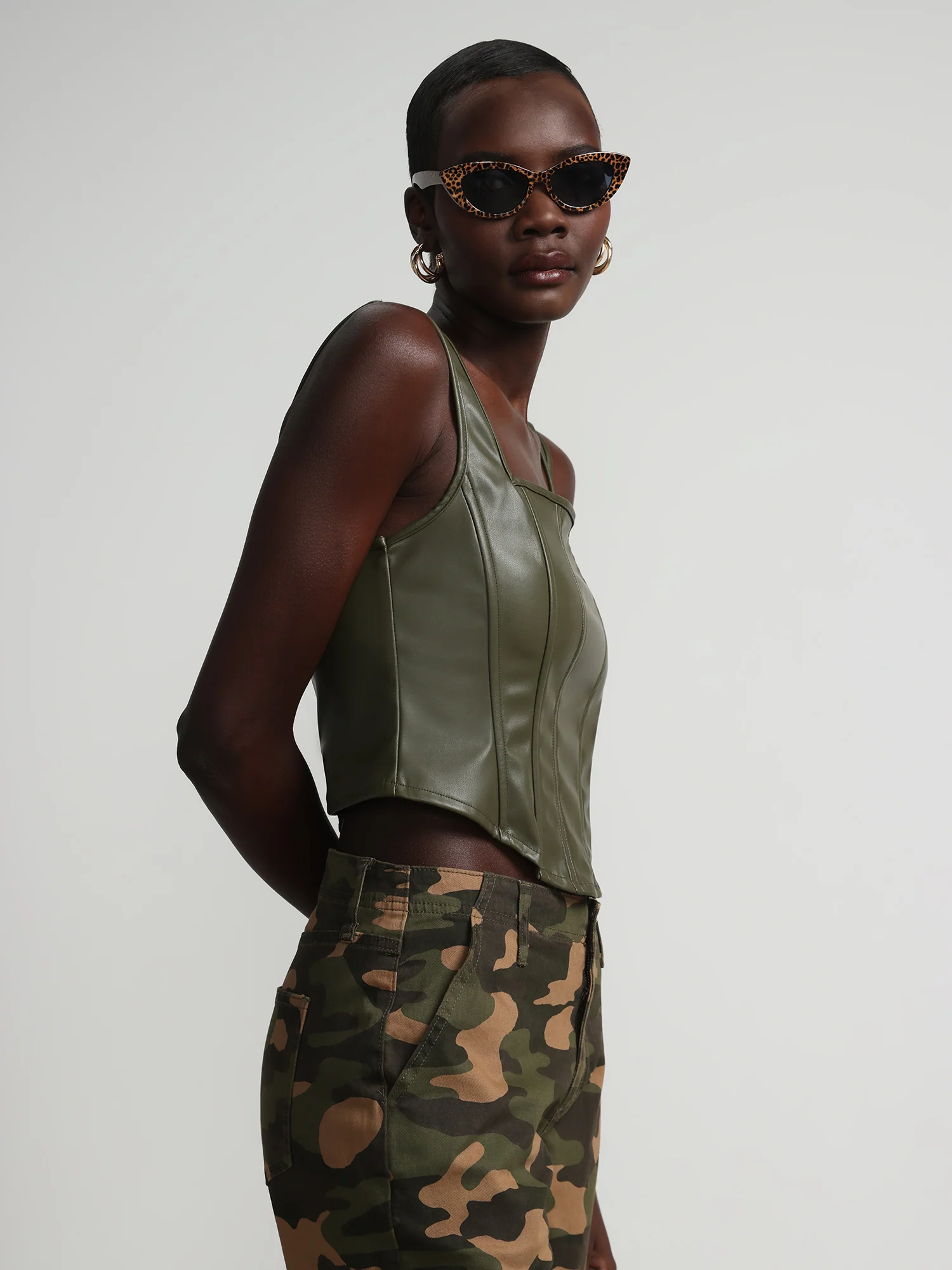 Faux-Leather Corset Top - Image 6