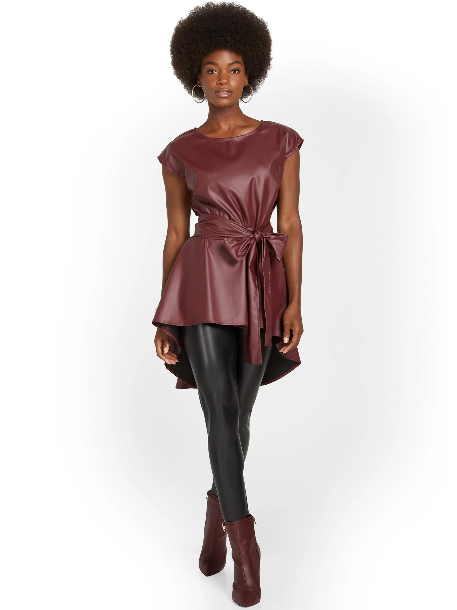 Faux-Leather High-Low Top - Image 6