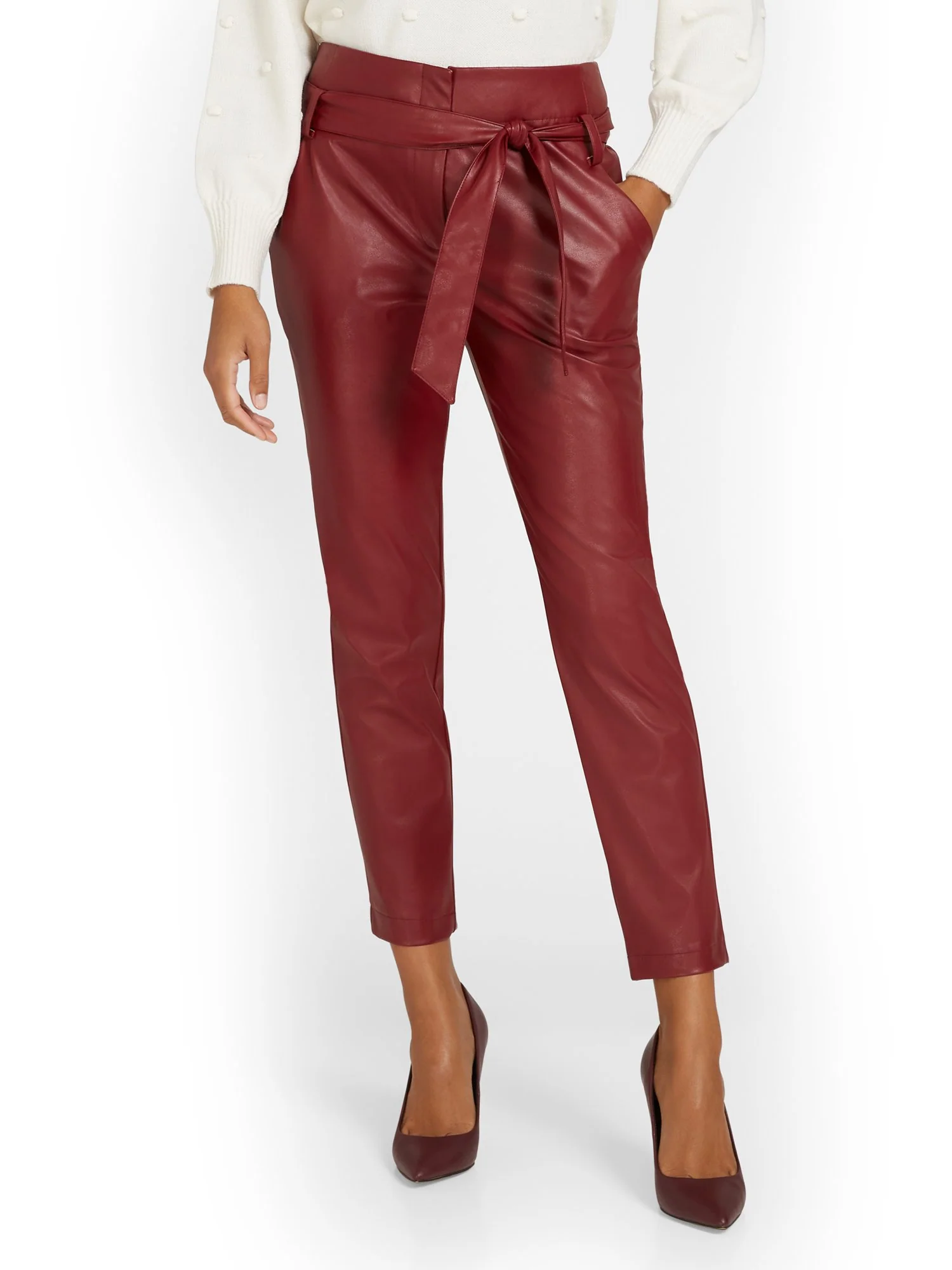 Faux-Leather Madie Paperbag Ankle Pant - Image 10