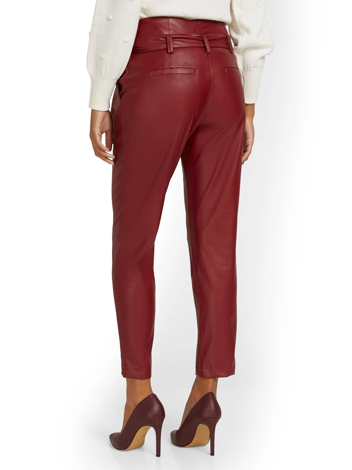 Faux-Leather Madie Paperbag Ankle Pant - Image 11