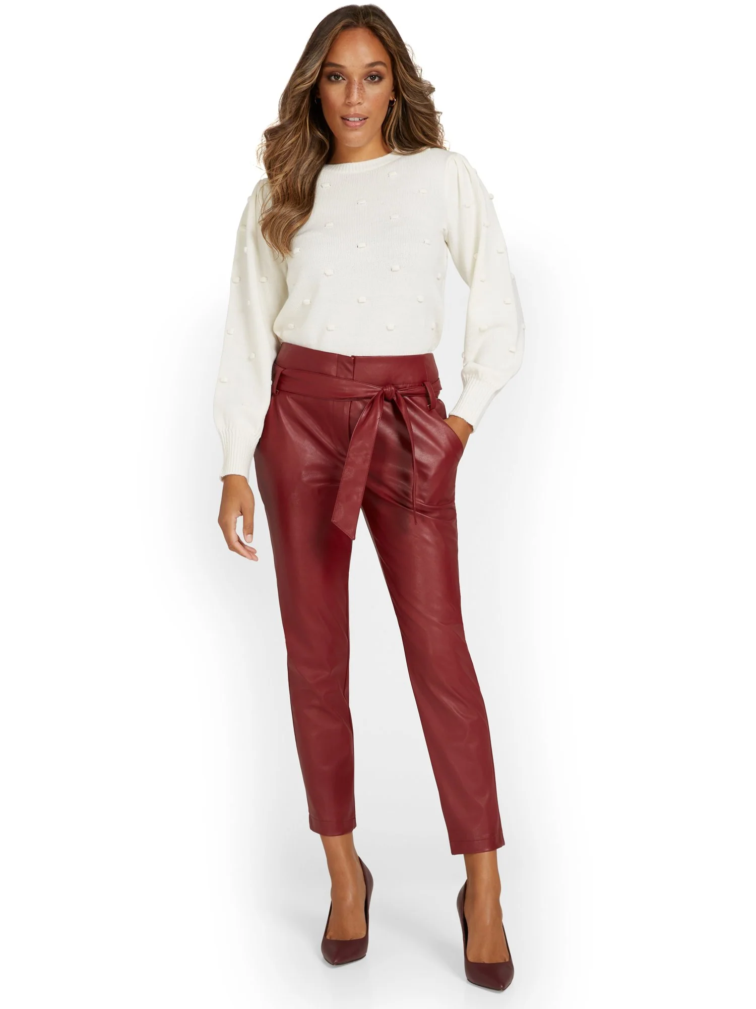 Faux-Leather Madie Paperbag Ankle Pant - Image 12