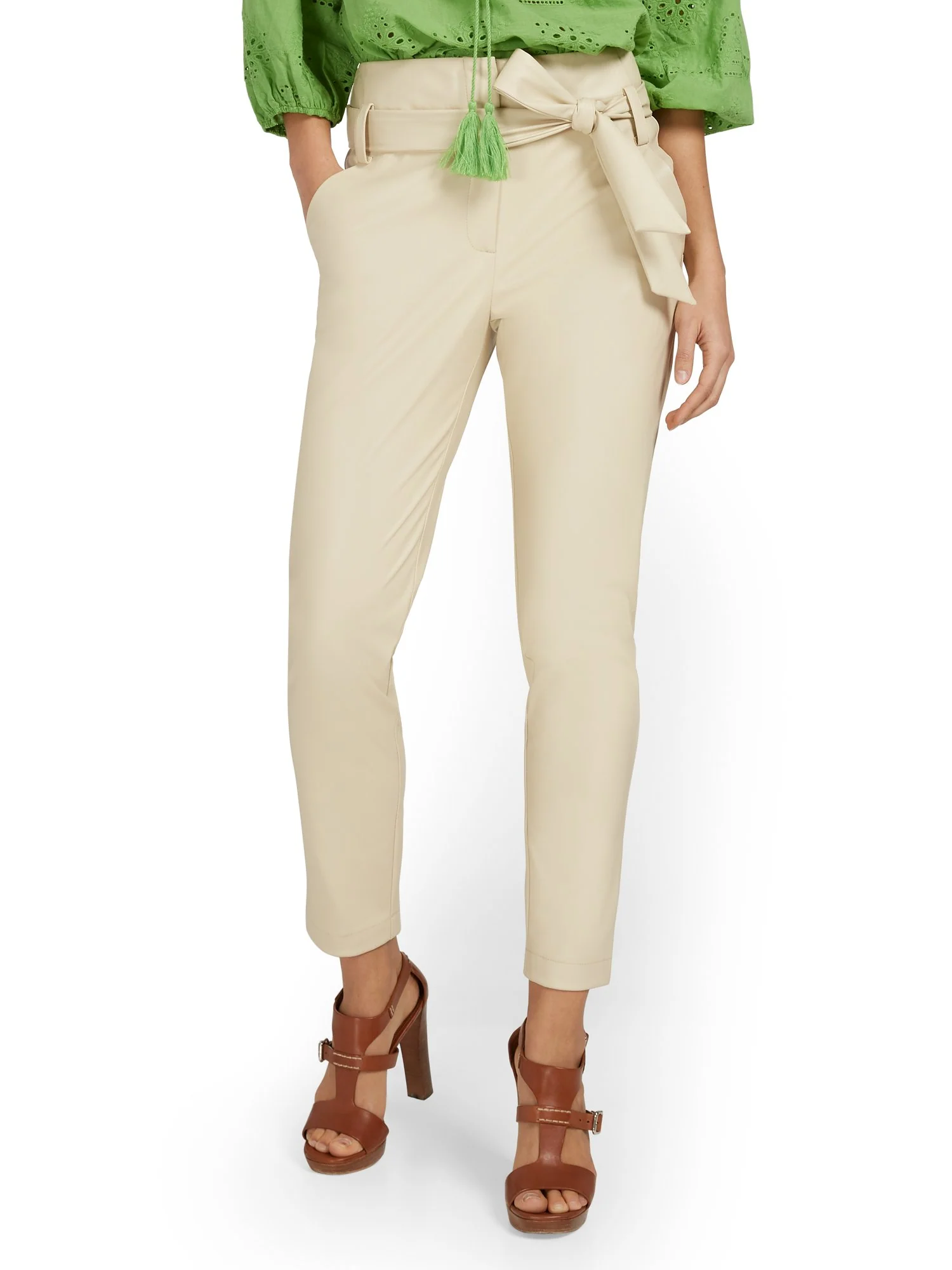 Faux-Leather Madie Paperbag Ankle Pant - Image 6