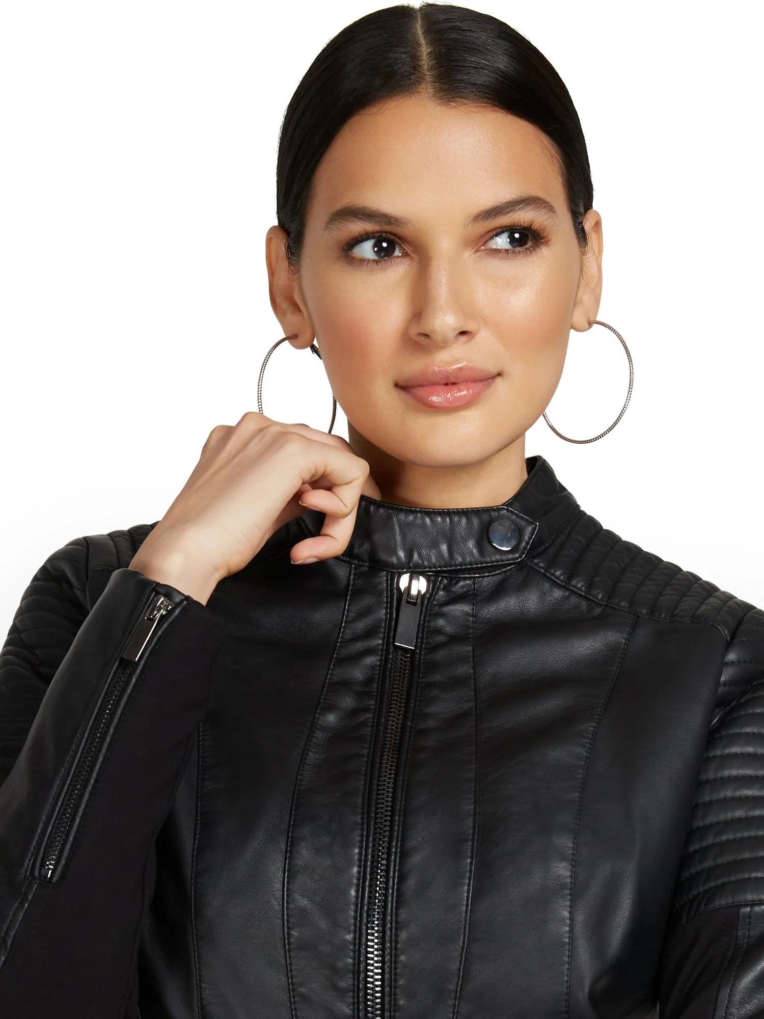 Faux-Leather Moto Jacket - Image 4