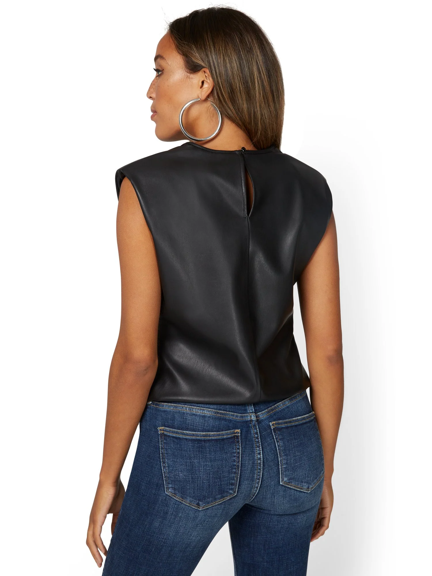 Faux-Leather Muscle Tank Top - Image 3