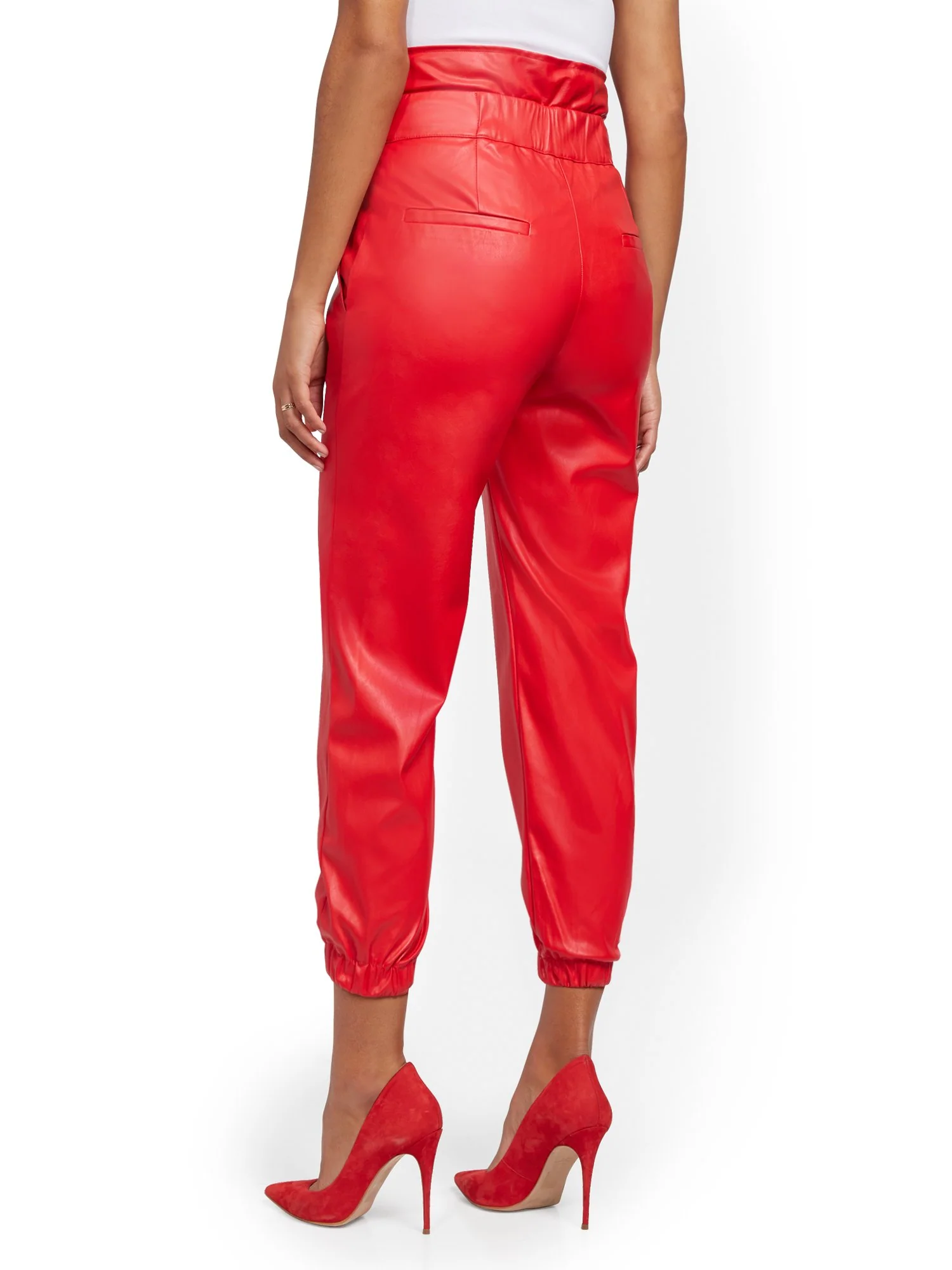Faux-Leather Paperbag-Waist Jogger - Image 3