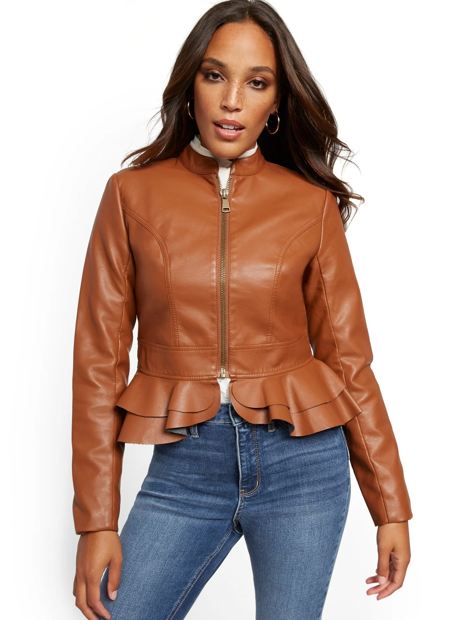 Faux-Leather Peplum Jacket - Image 3