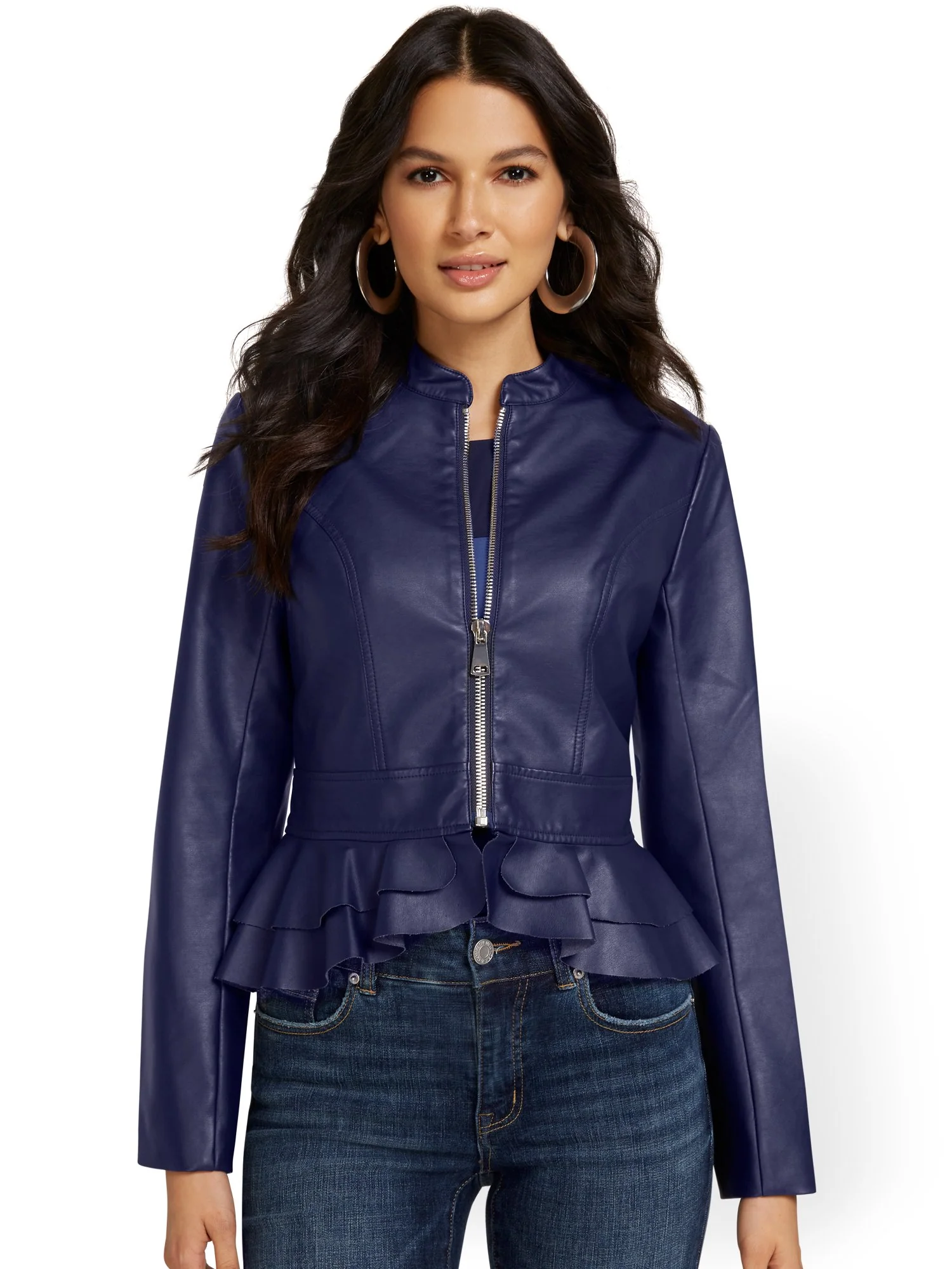 Faux-Leather Peplum Jacket - Image 12