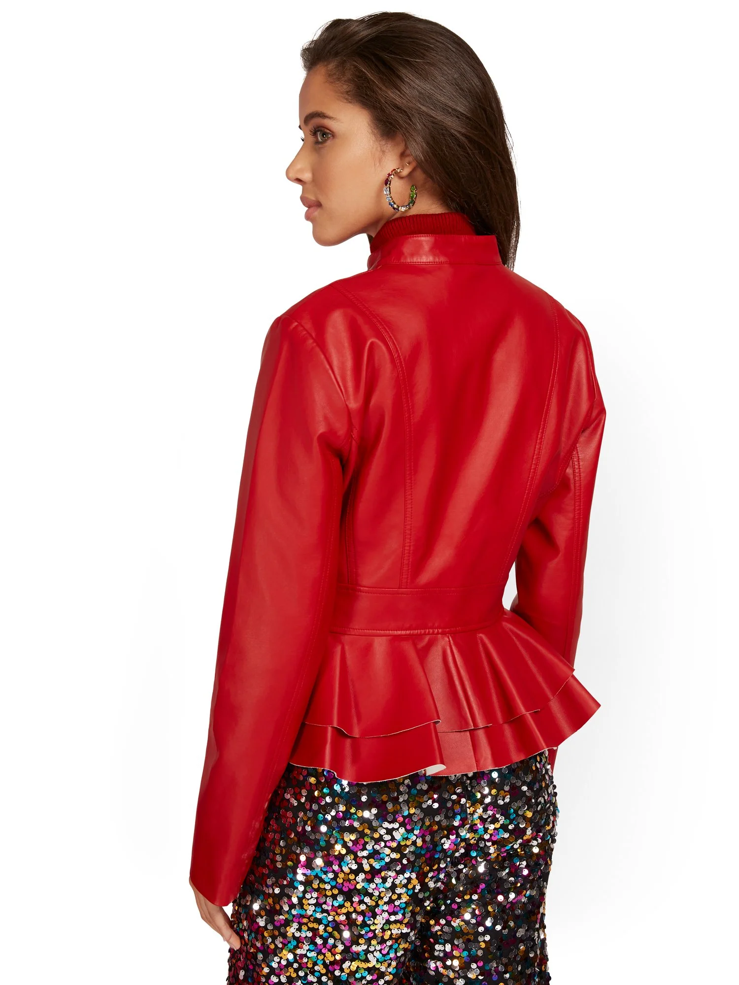 Faux-Leather Peplum Jacket - Image 16