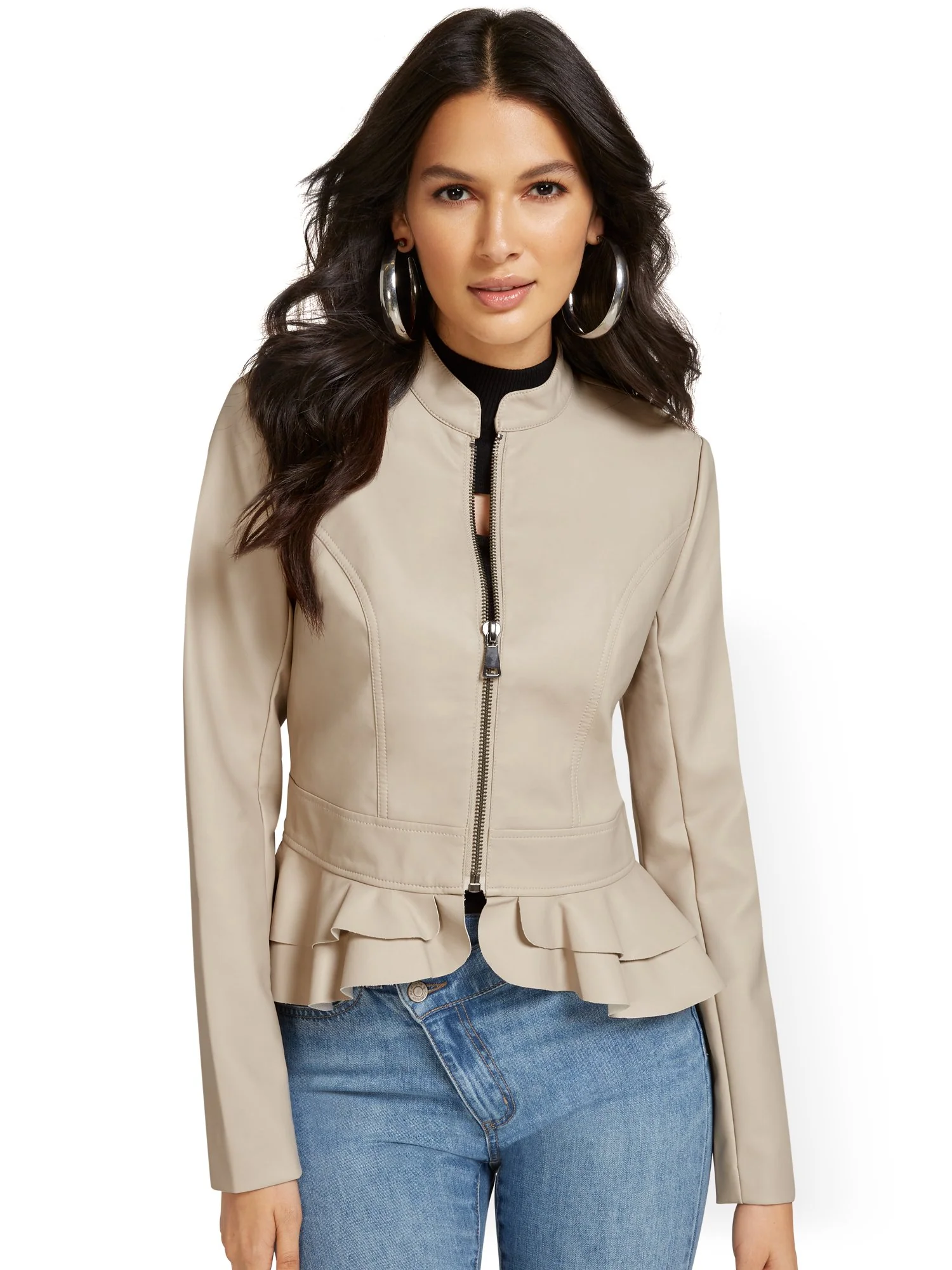 Faux-Leather Peplum Jacket - Image 18