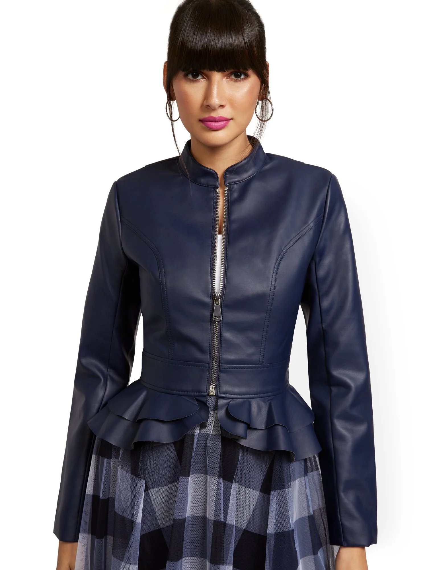 Faux Leather Peplum Jacket - Image 11