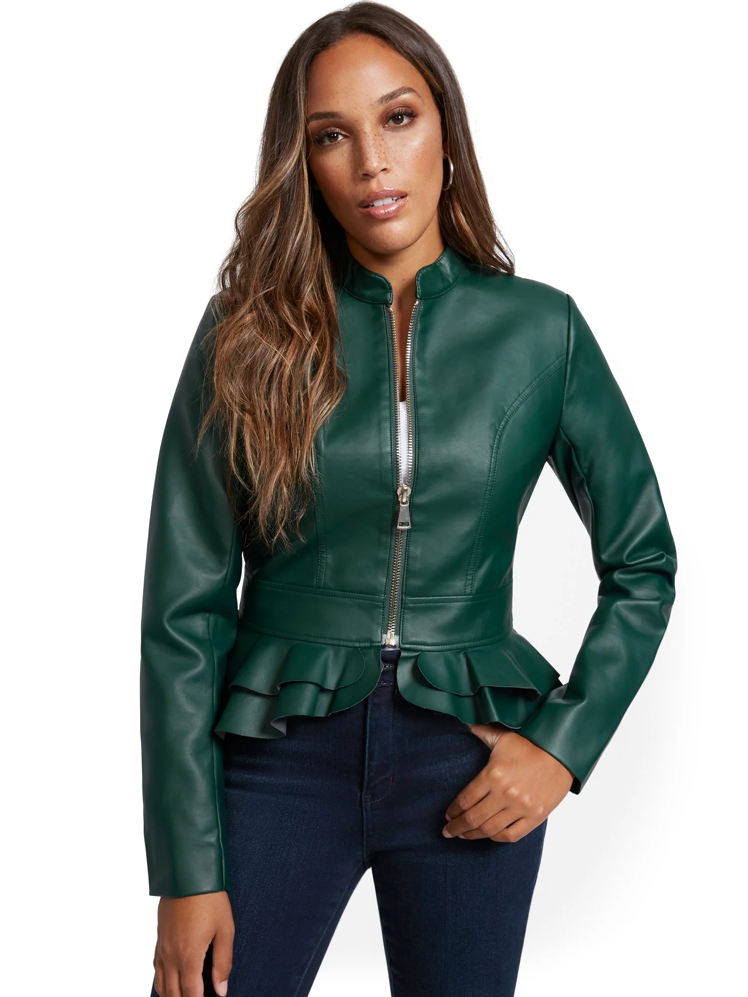 Faux Leather Peplum Jacket - Image 20