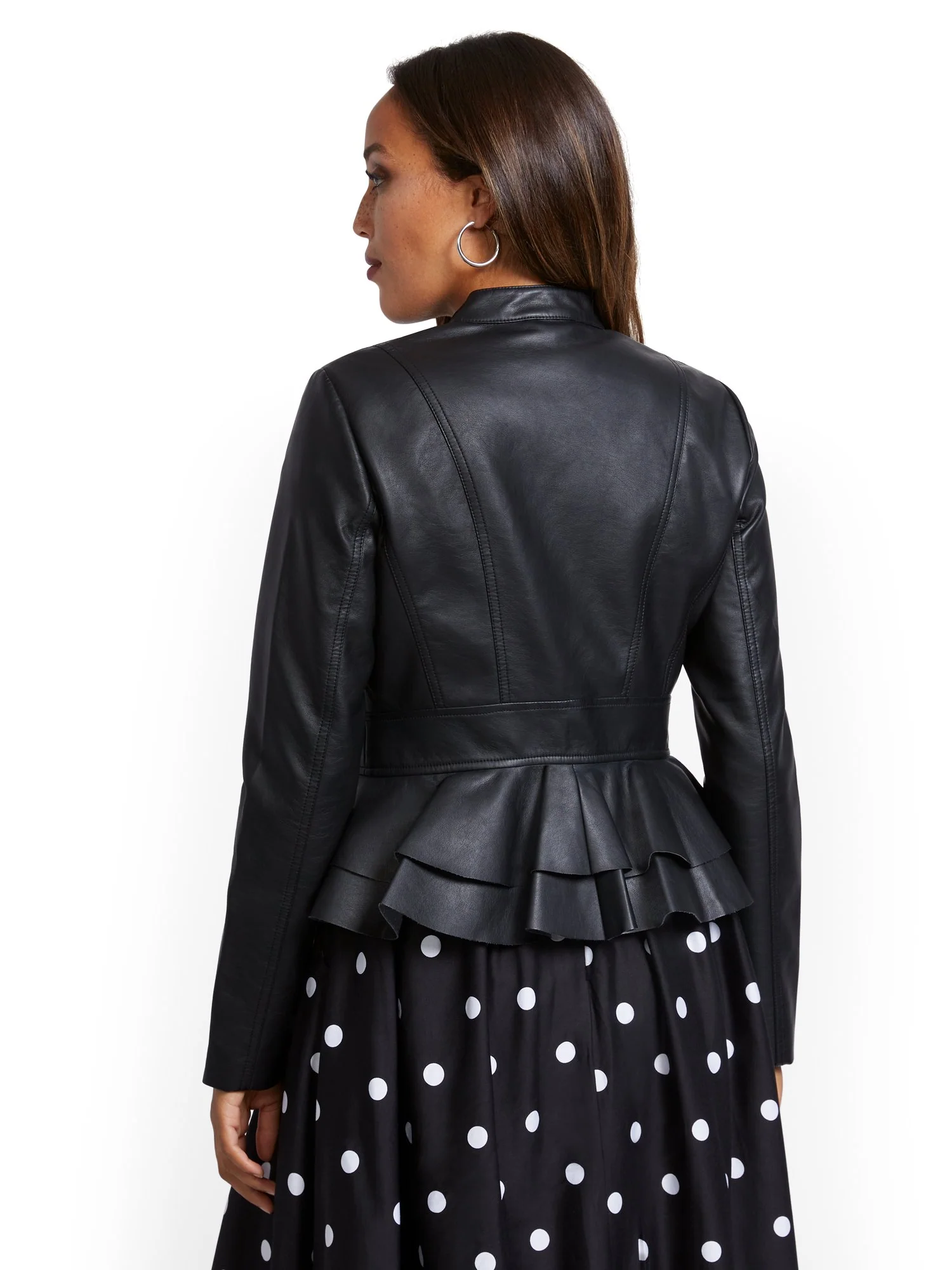 Faux Leather Peplum Jacket - Image 3