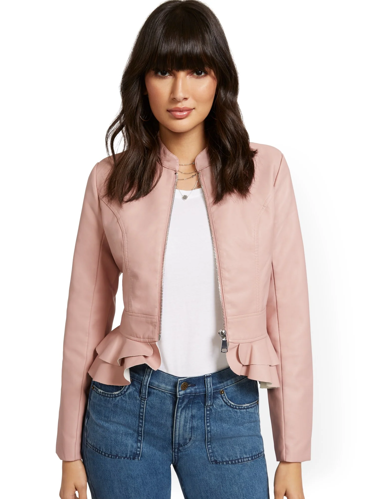 Faux Leather Peplum Jacket - Image 8