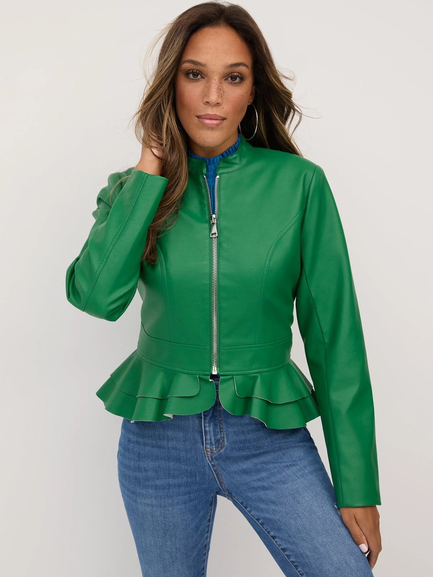 Faux-Leather Peplum Jacket - Image 22