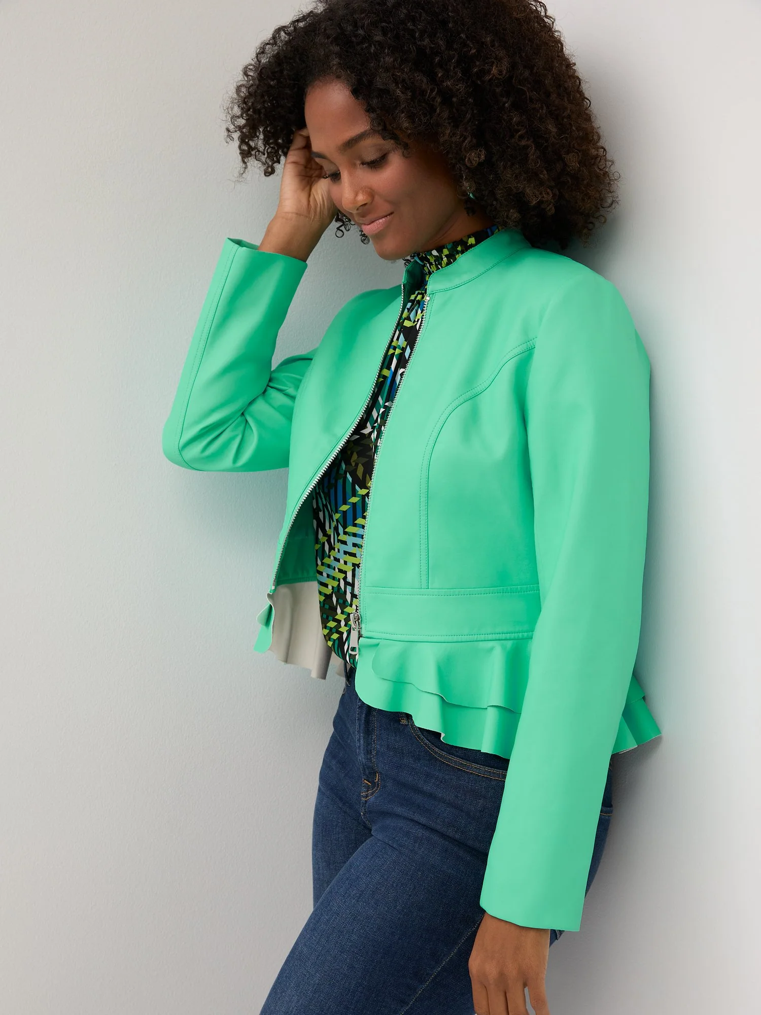 Faux-Leather Peplum Jacket - Image 24