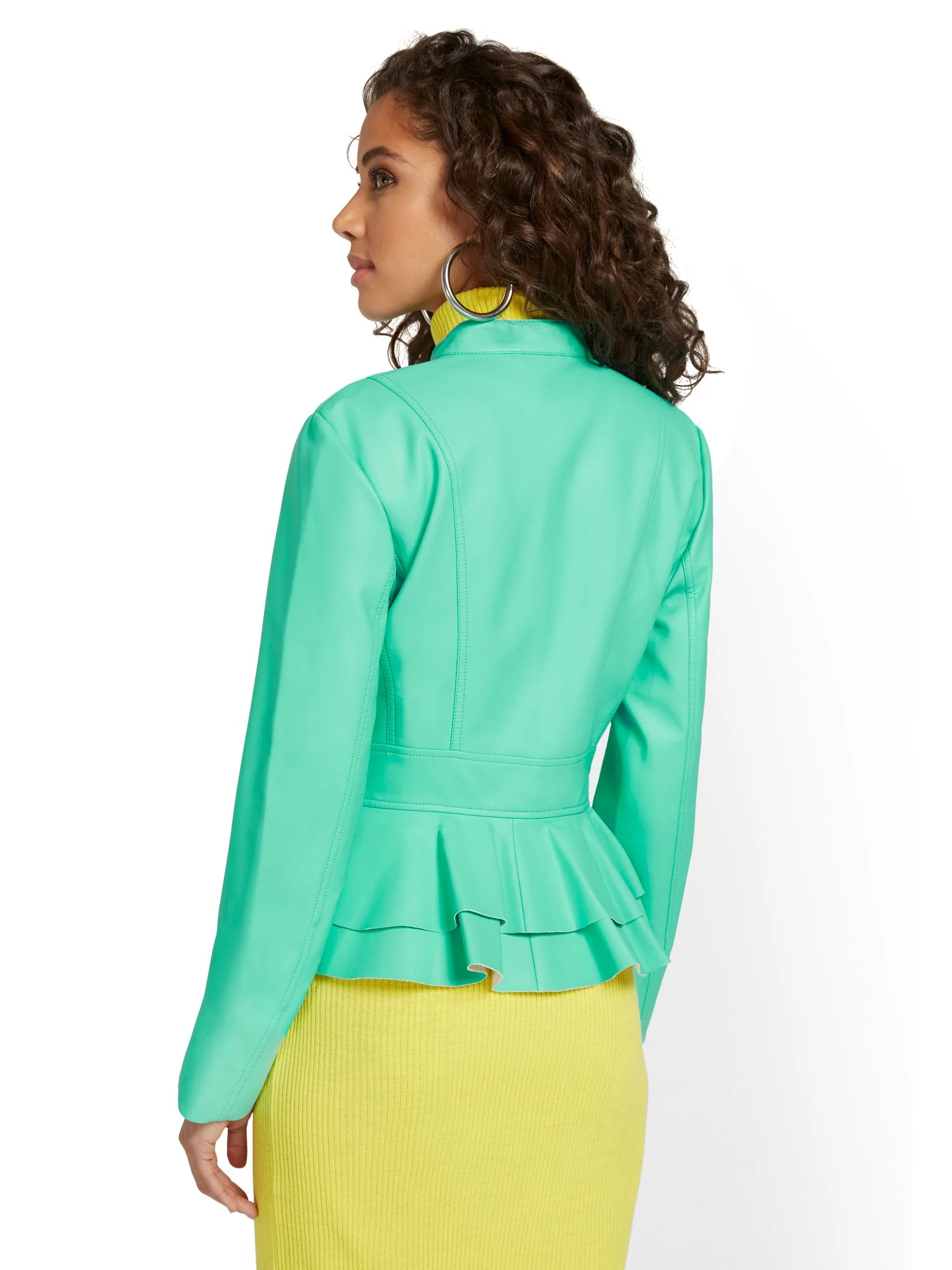 Faux-Leather Peplum Jacket - Image 26