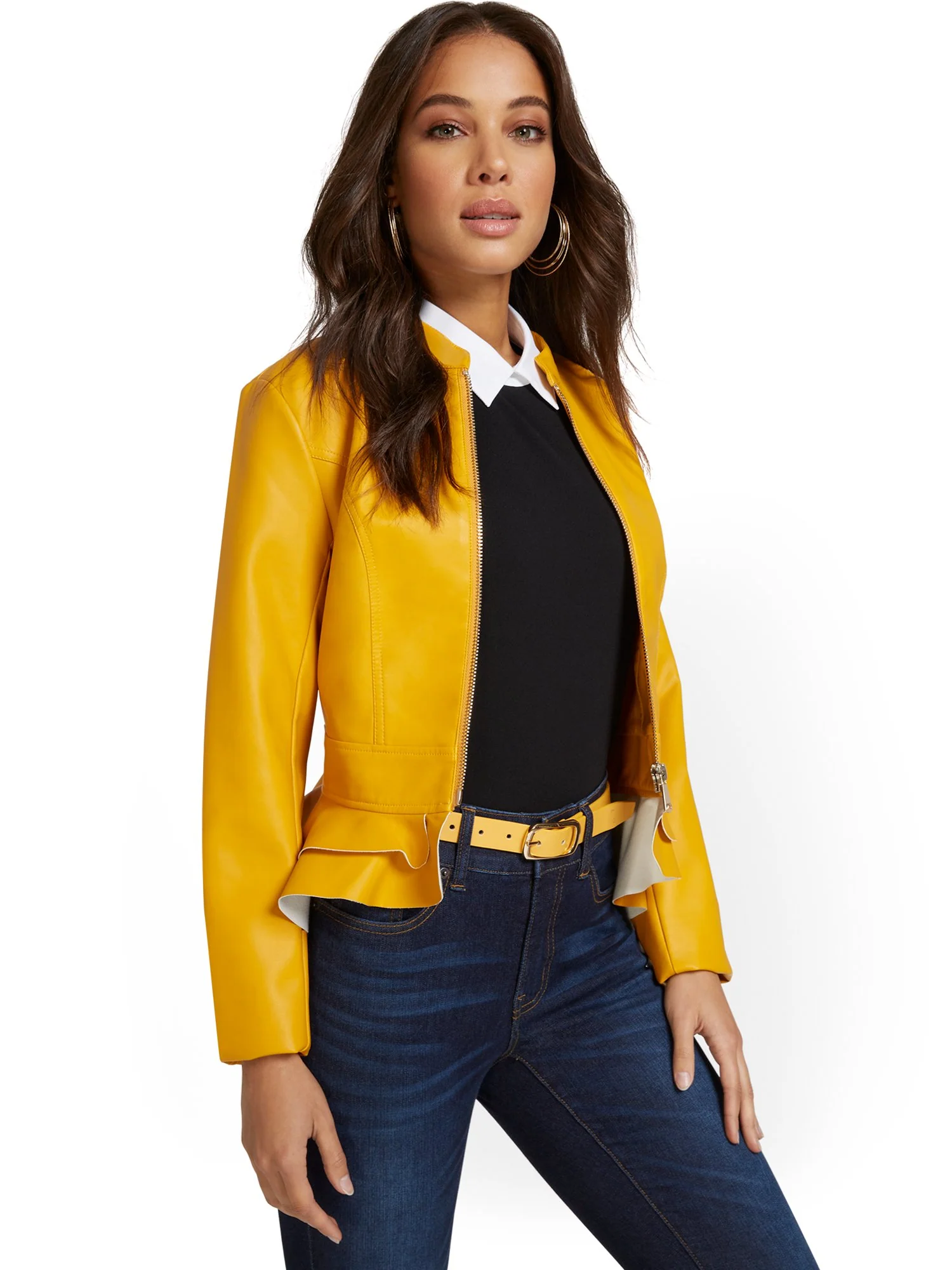 Faux-Leather Peplum Jacket - Image 28