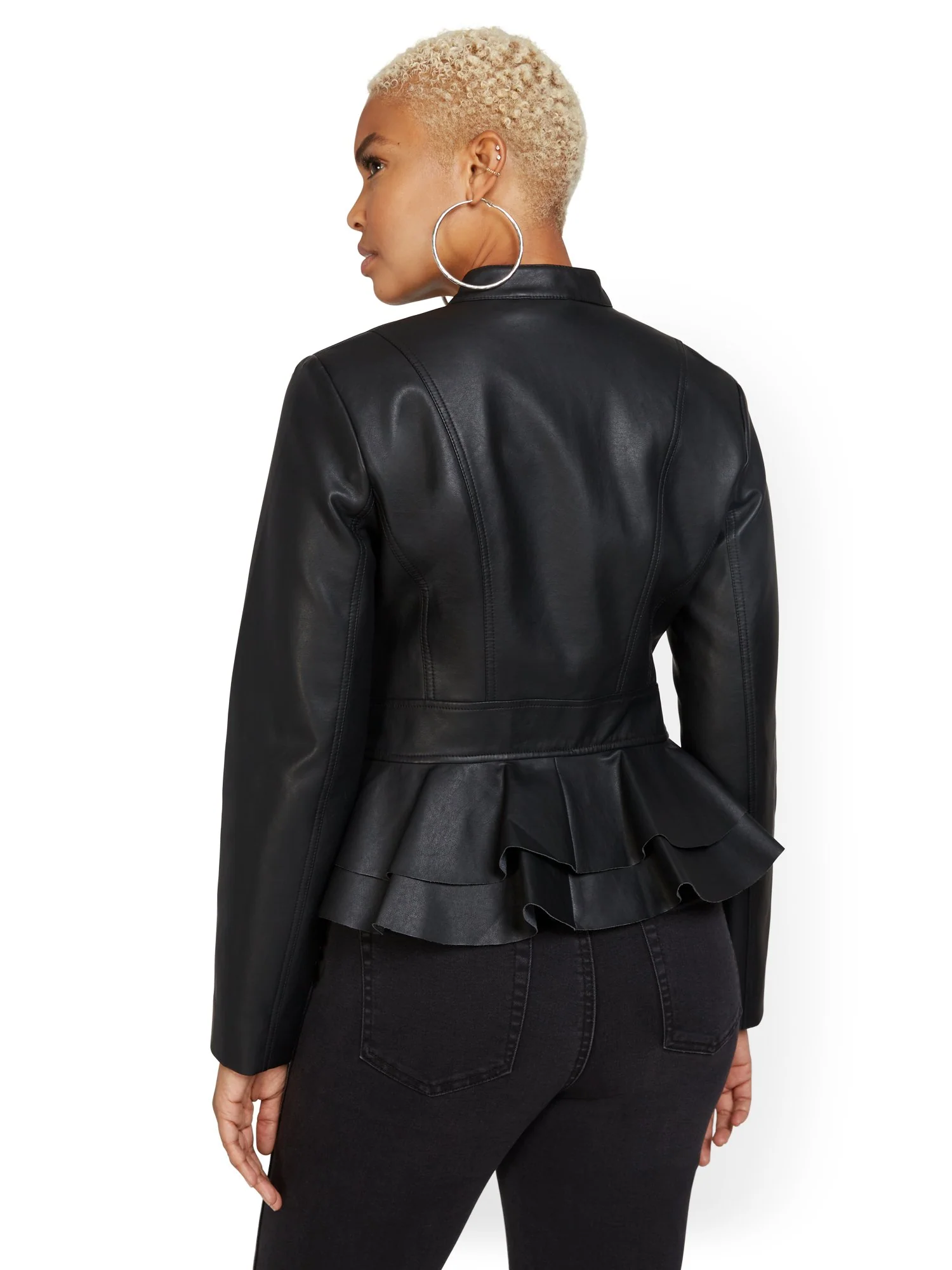 Faux-Leather Peplum Jacket - Image 3
