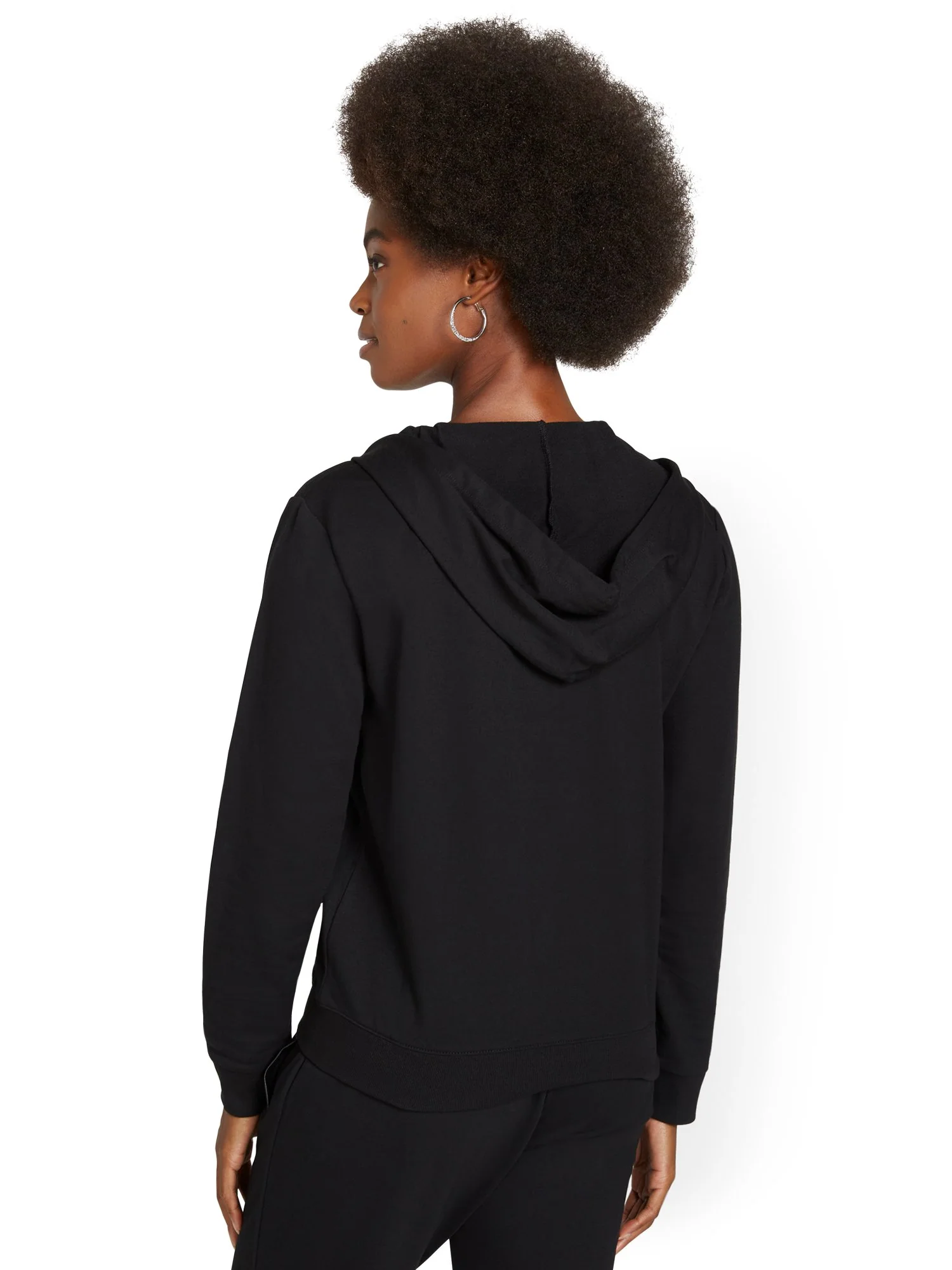 Faux-Leather Pocket French Terry Hoodie - Image 3