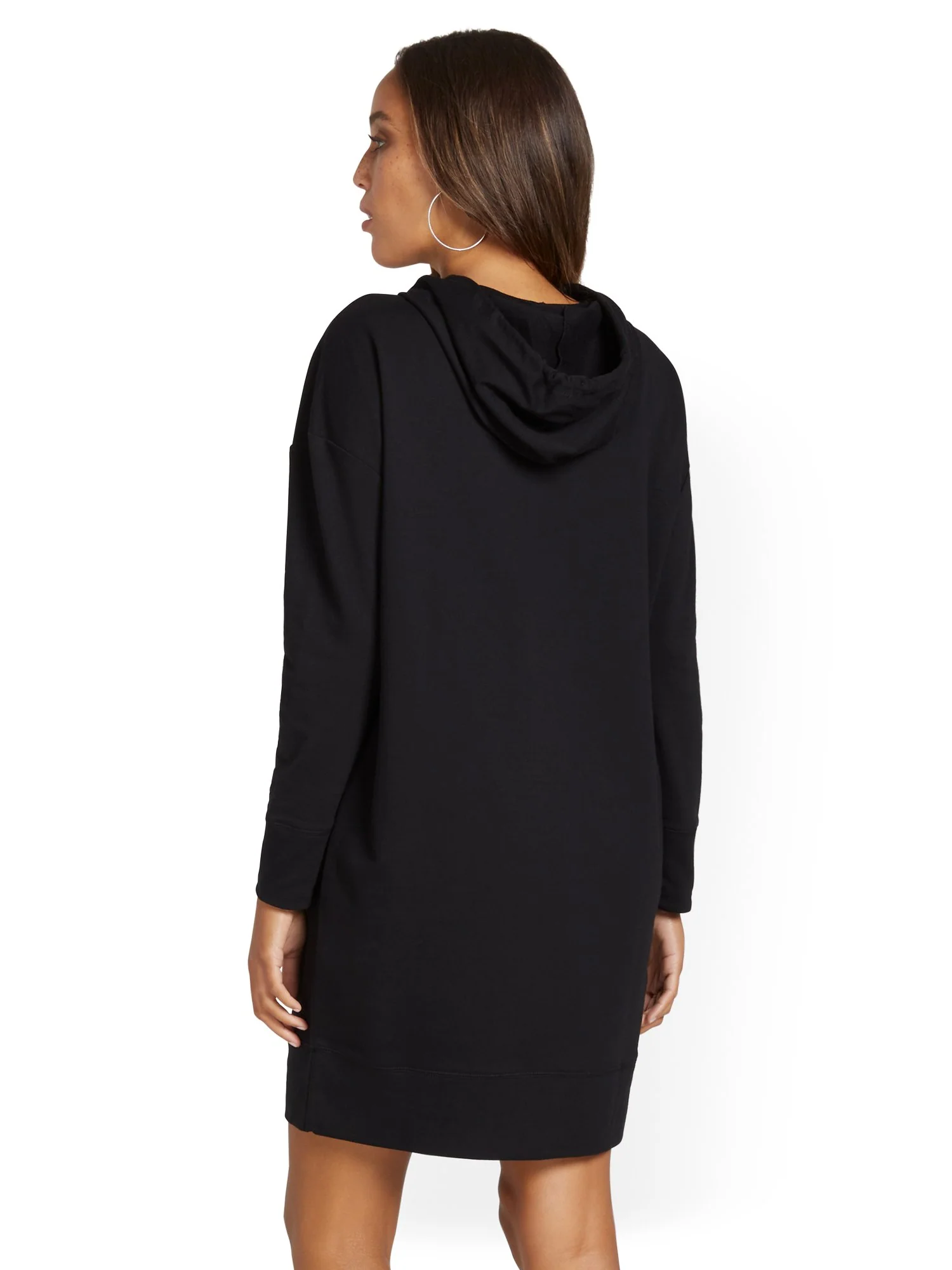 Faux-Leather Pocket Hoodie Dress - Image 3