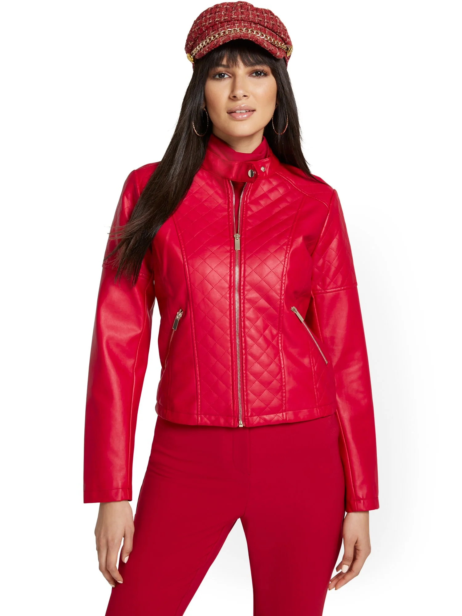 Faux-Leather Quilted Jacket - Image 21